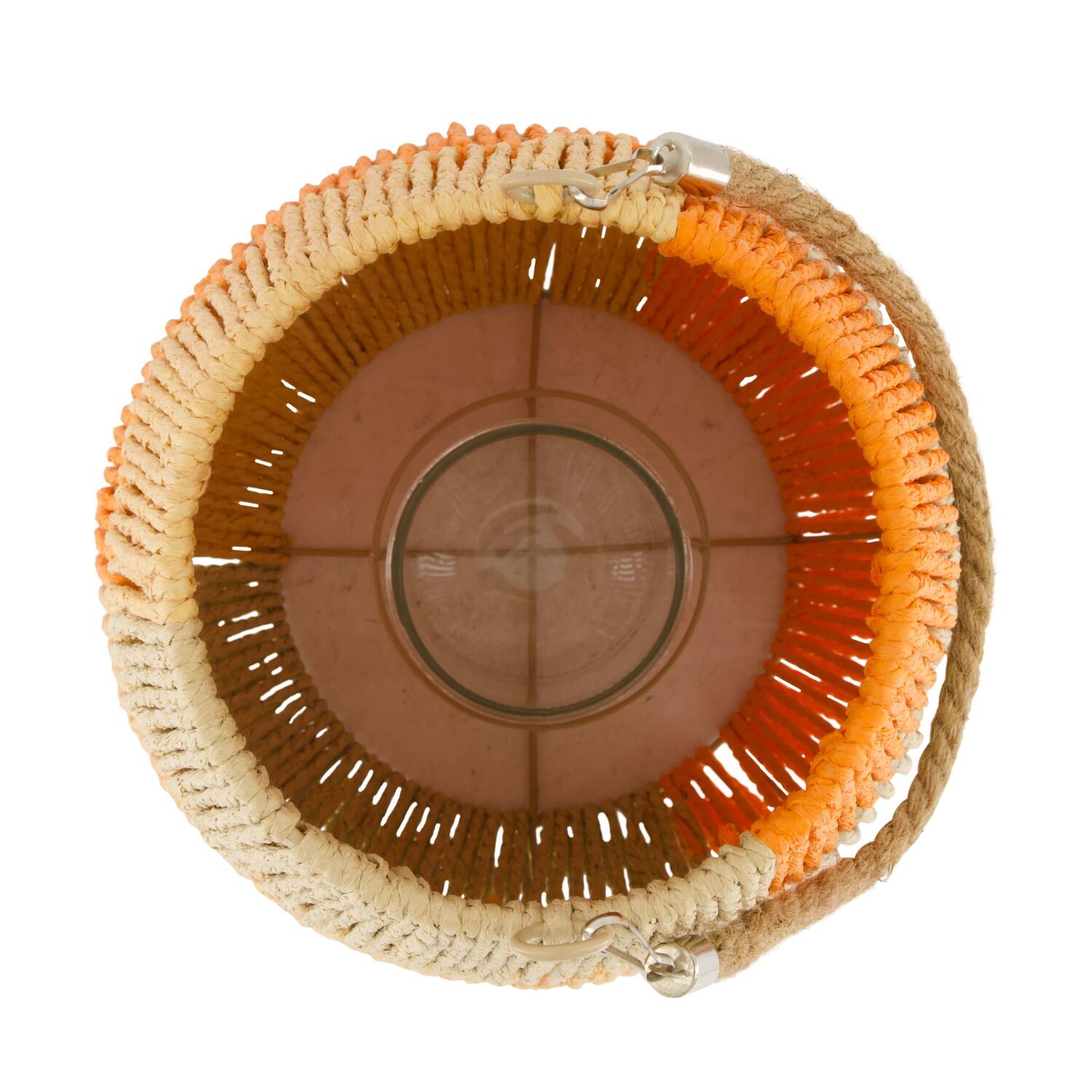 Lantern paper rope with glass 28x28x36cm - Orange