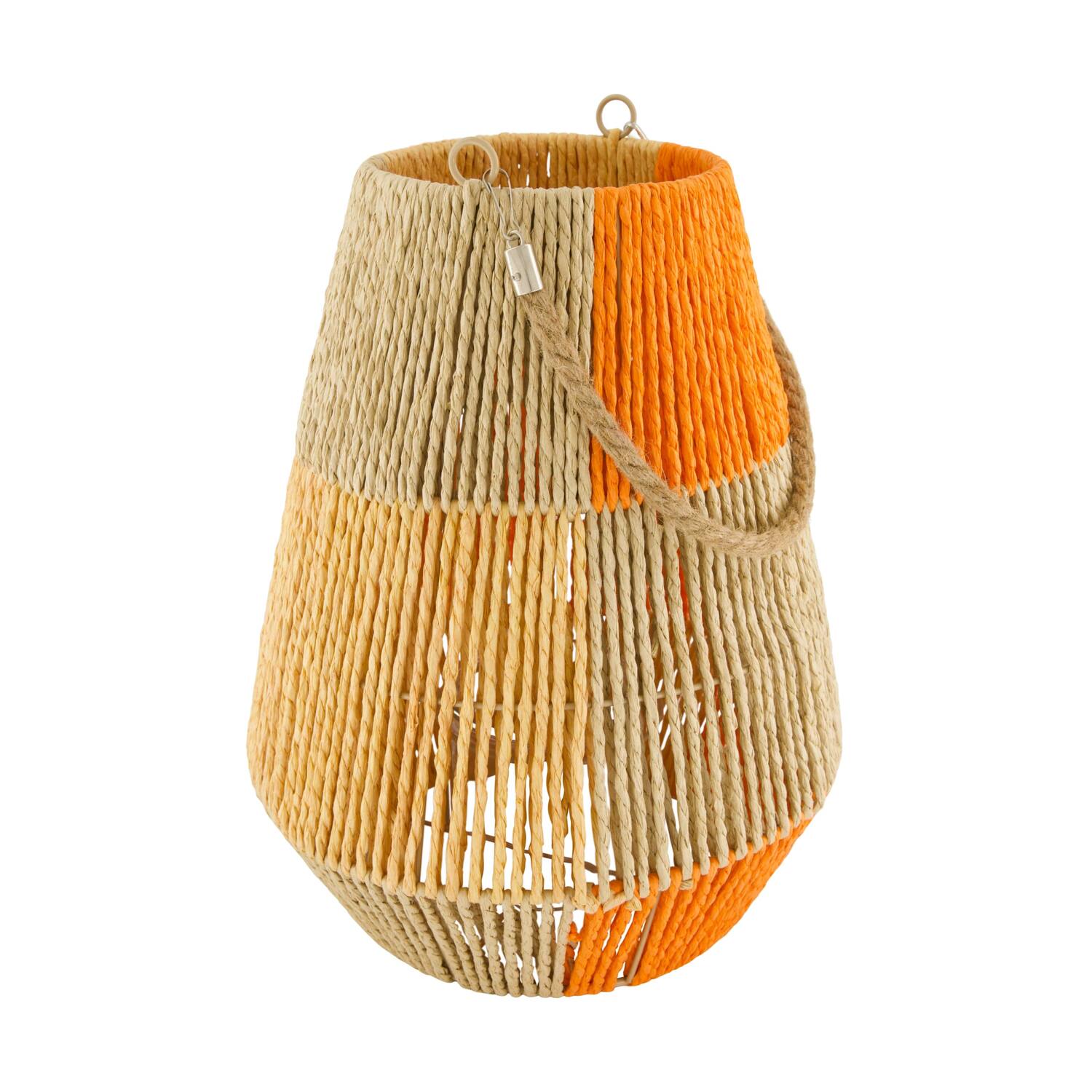 Lantern paper rope with glass 28x28x36cm - Orange