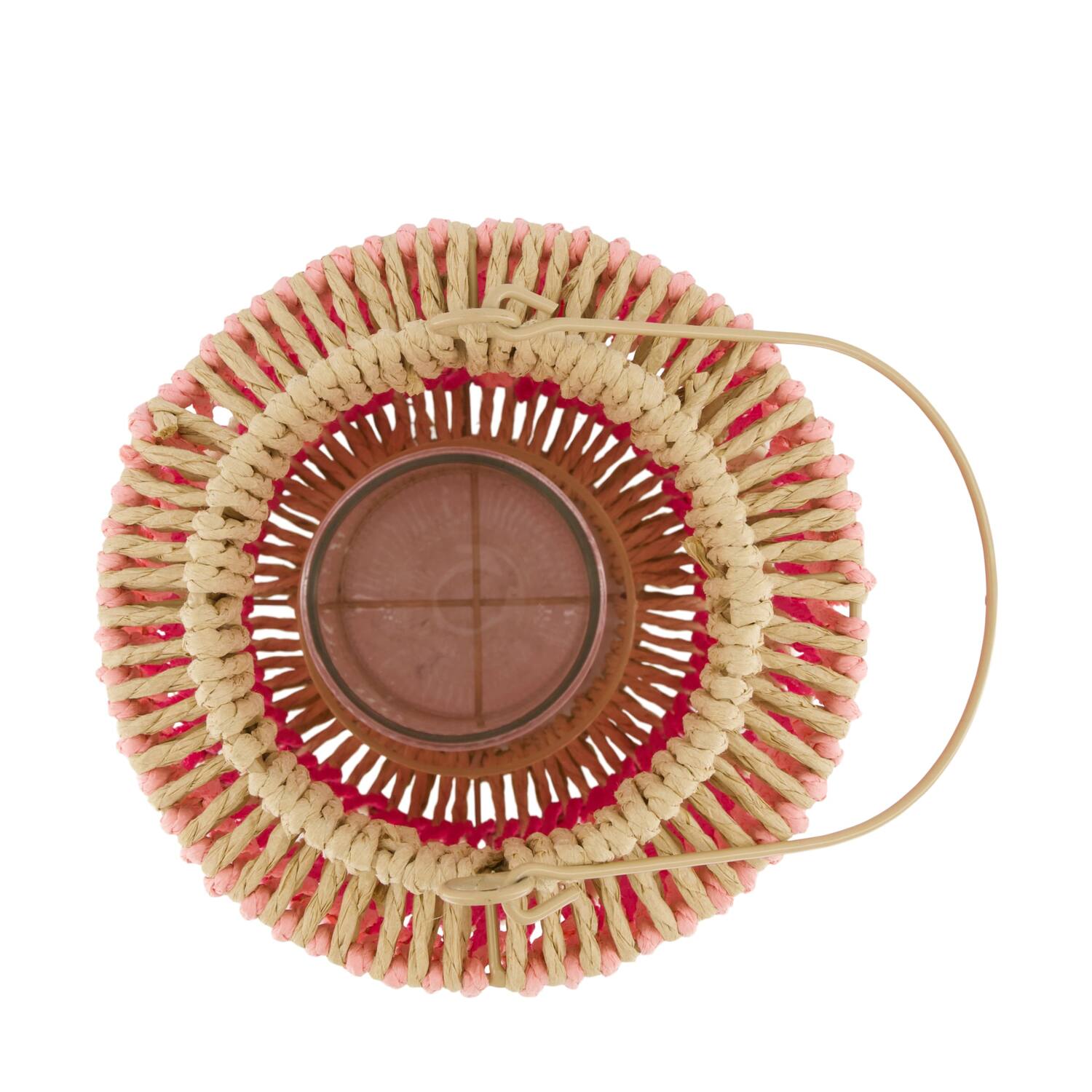 Lantern paper rope with glass 18.5x18.5x35cm