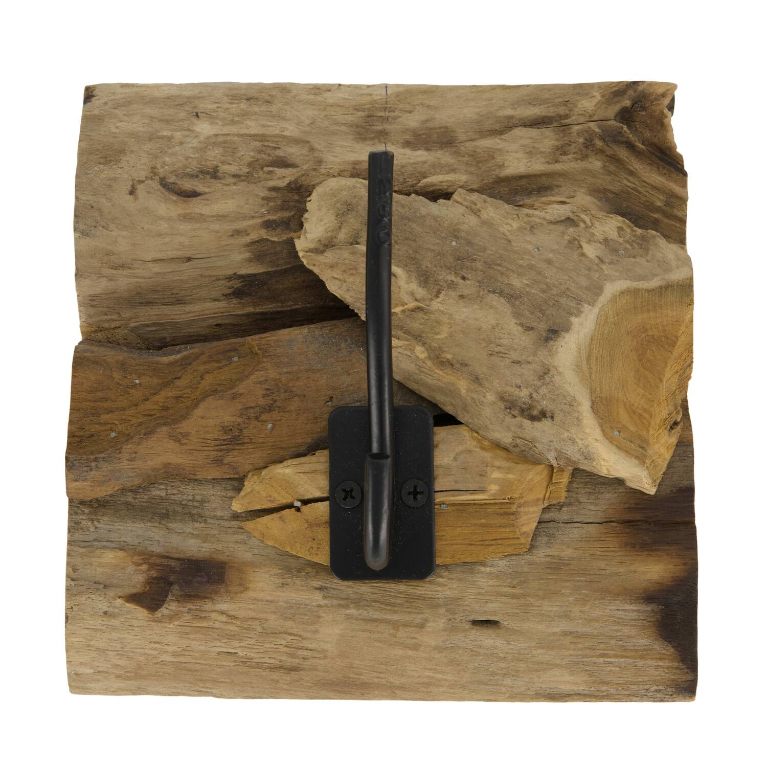 Coat rack teak wood with 1 hook 18x18x8cm