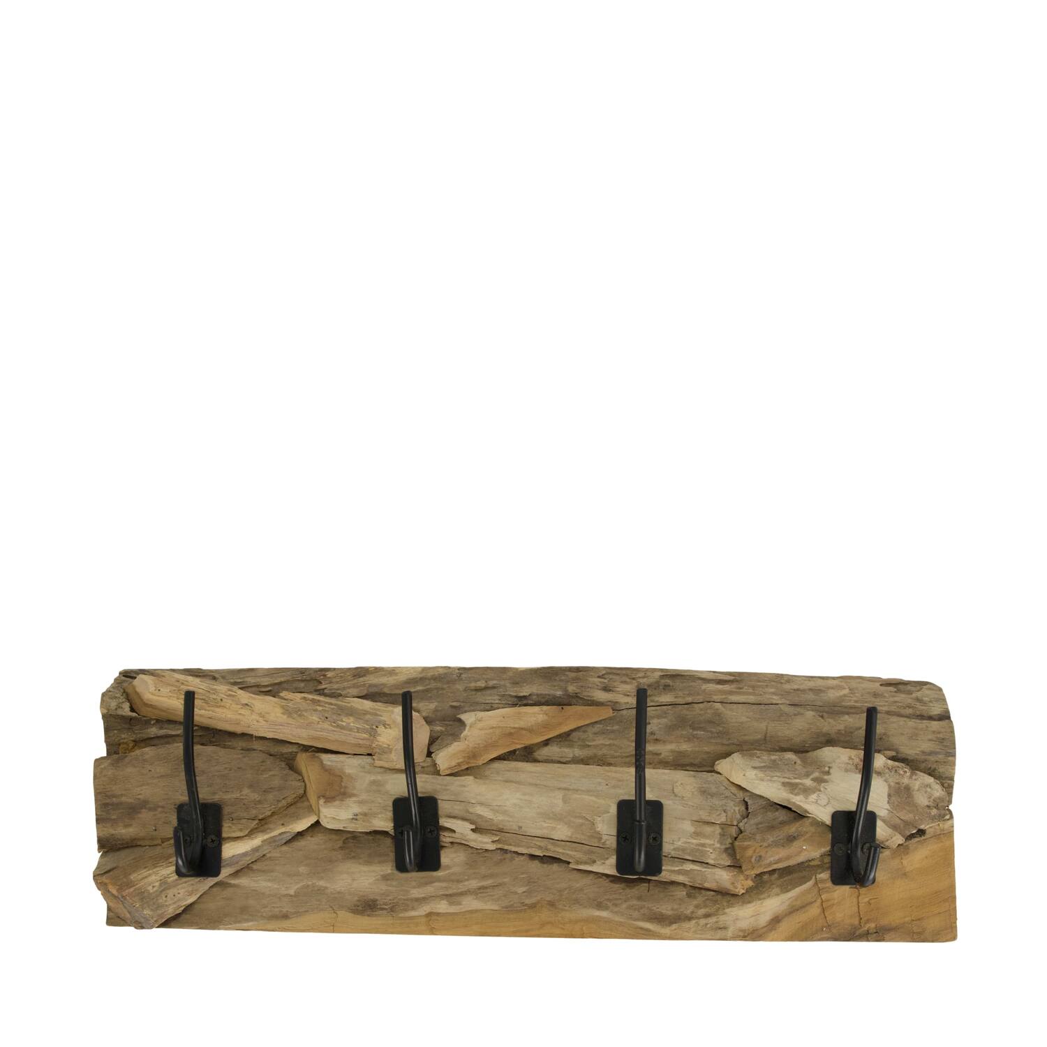 Coat rack teak wood with 4 hooks 58x18x8cm
