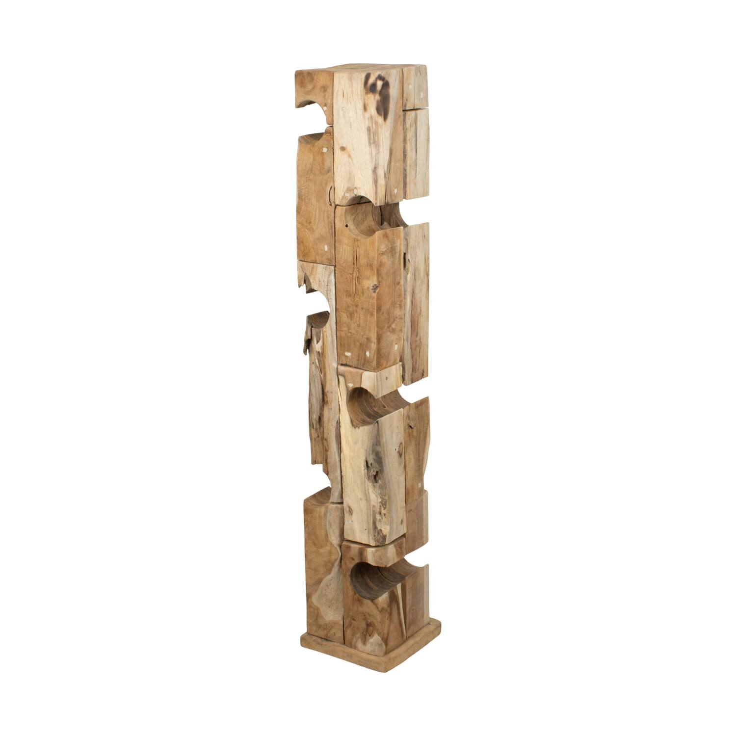Winebottle holder teak wood on feet 21x21x118cm