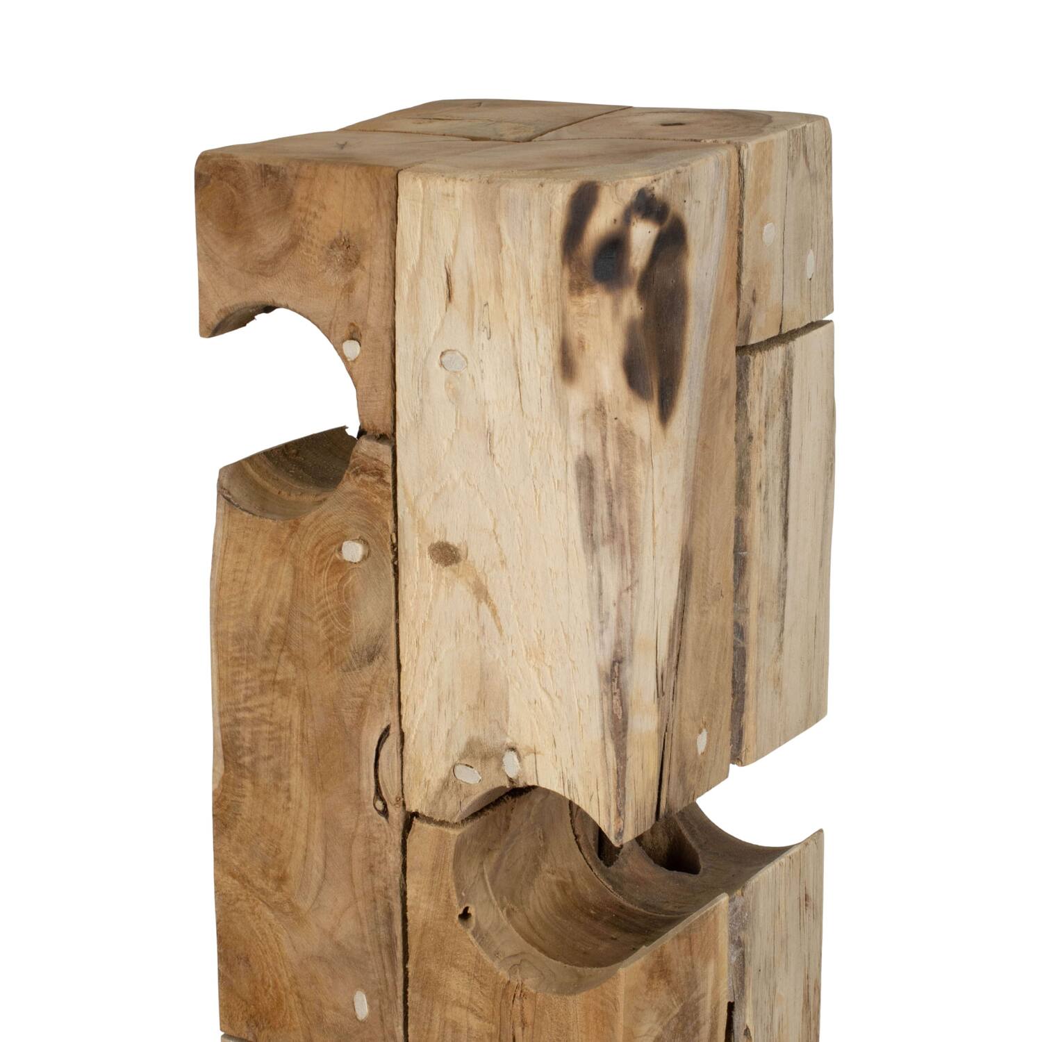 Winebottle holder teak wood on feet 21x21x118cm