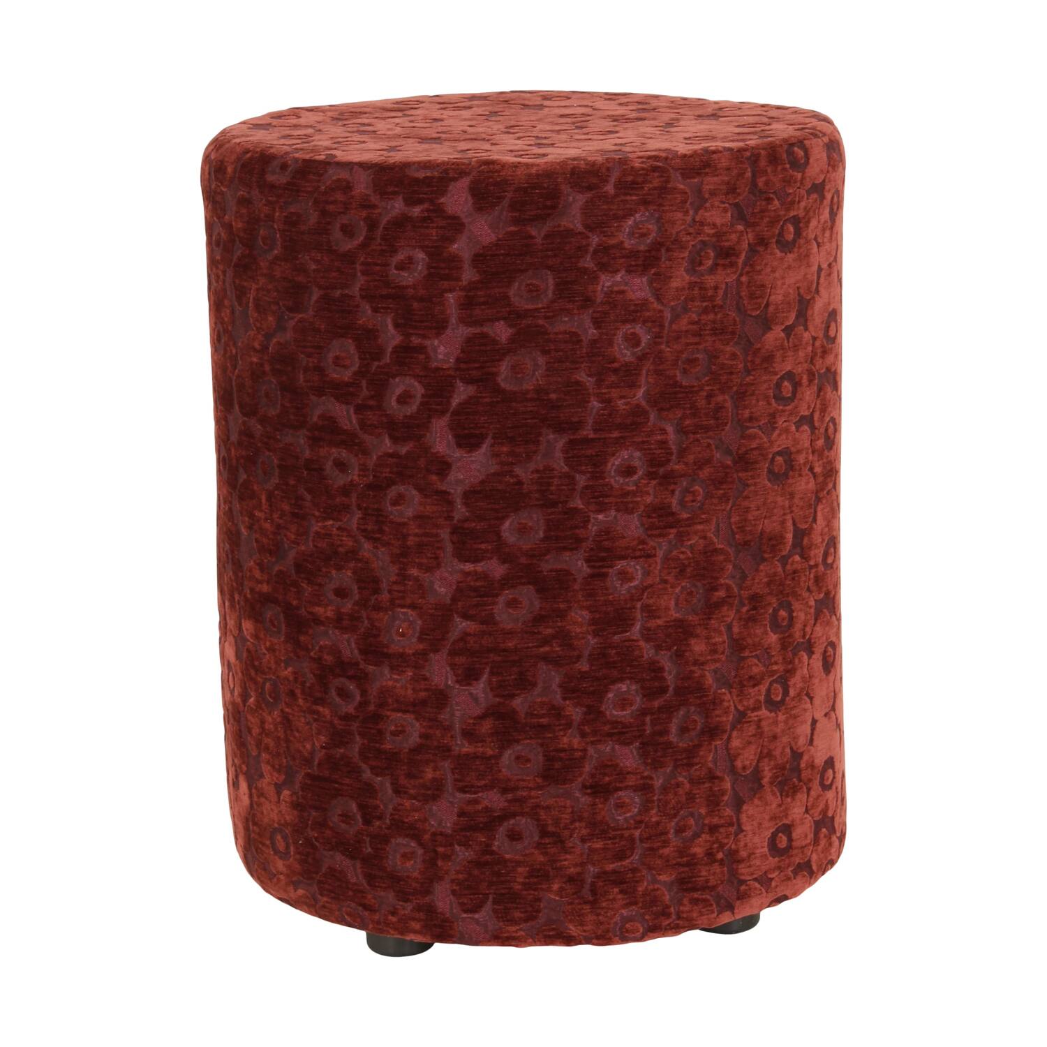 Pouf round flower print polyester 38x38x48cm