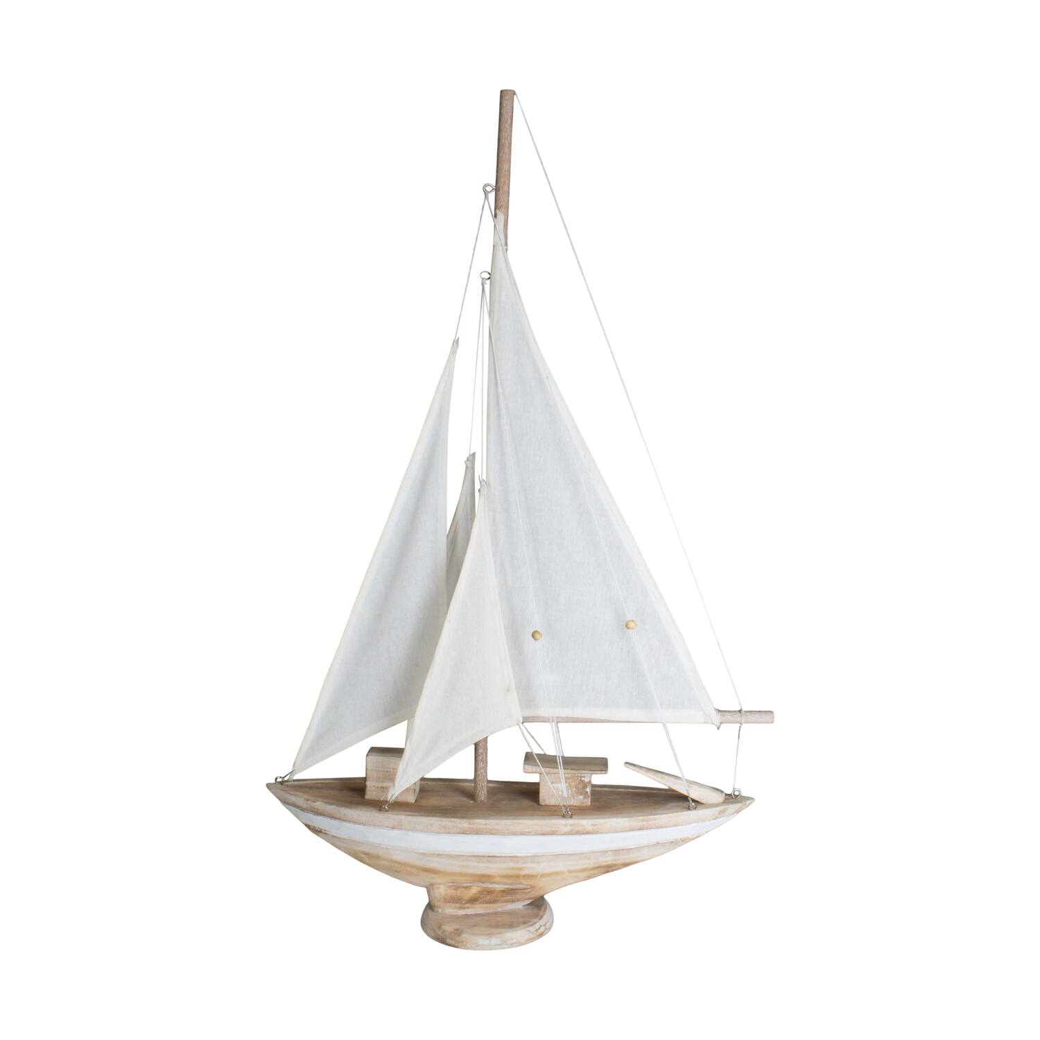 Boat albizia wood on feet 48x12x78cm - Natural