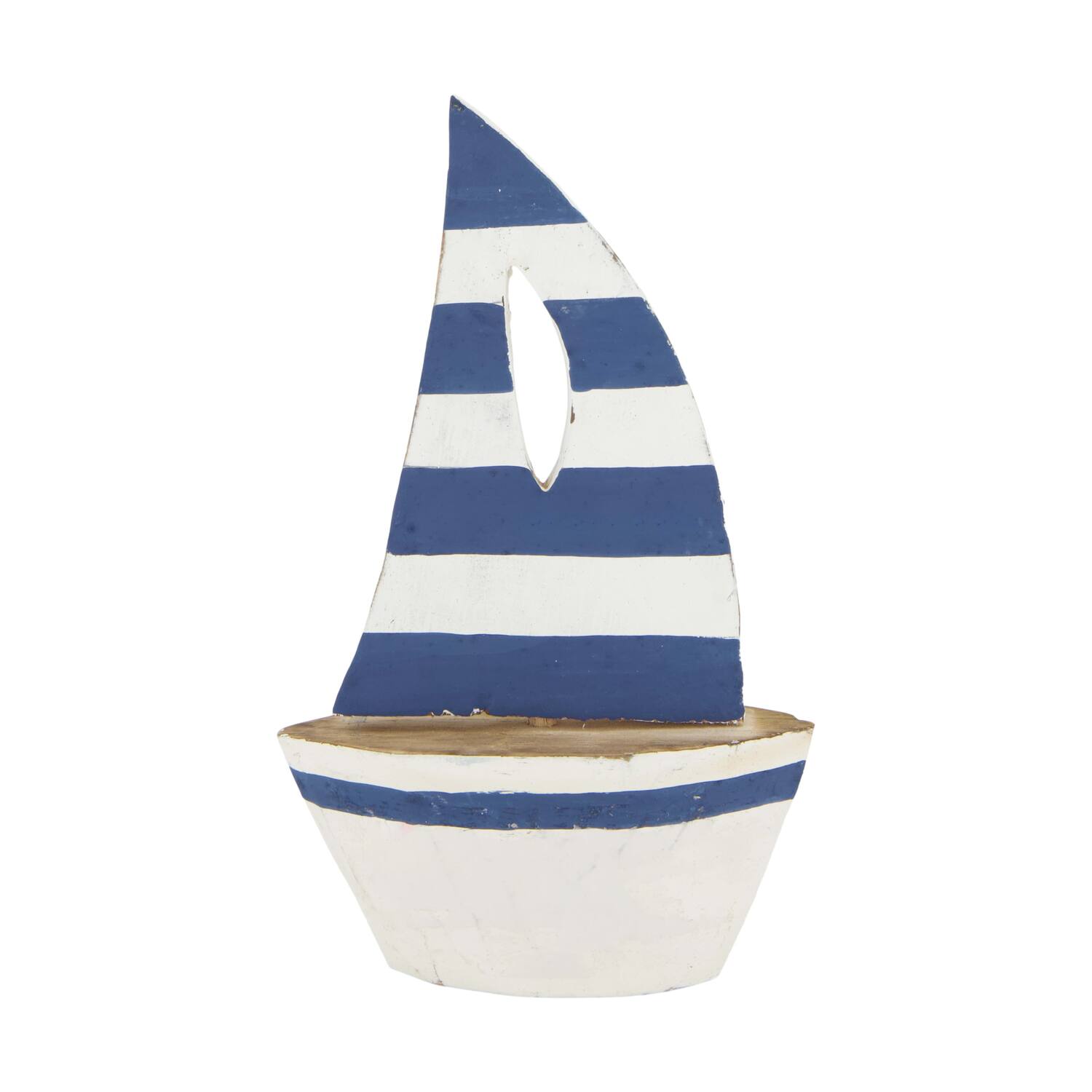 Boat albizia wood 13x5x19cm - Blue
