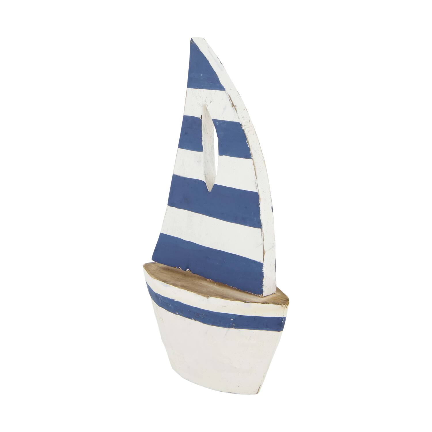 Boat albizia wood 13x5x19cm - Blue