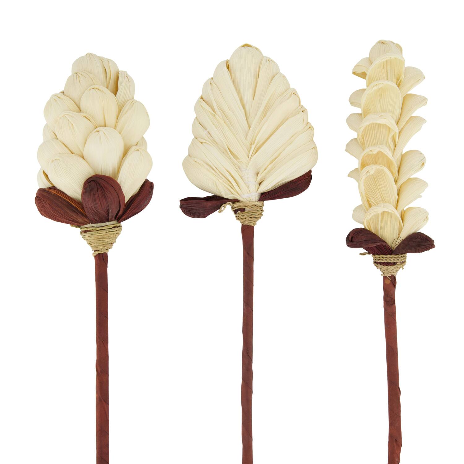 Flower corn on stick 6x7x78cm  - Natural