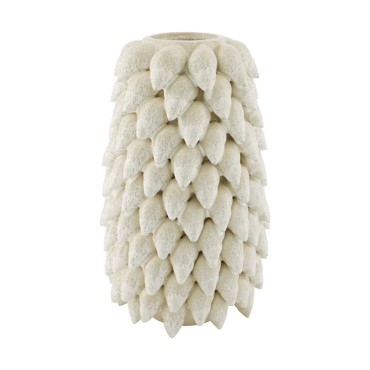 Vase ceramic with shells 19x19x32cm - White
