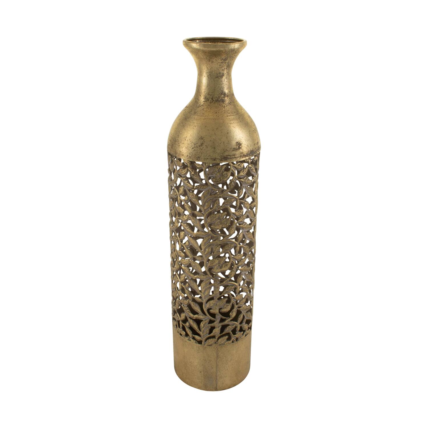 Bottle round metal 13.5x13.5x55.5cm - Gold
