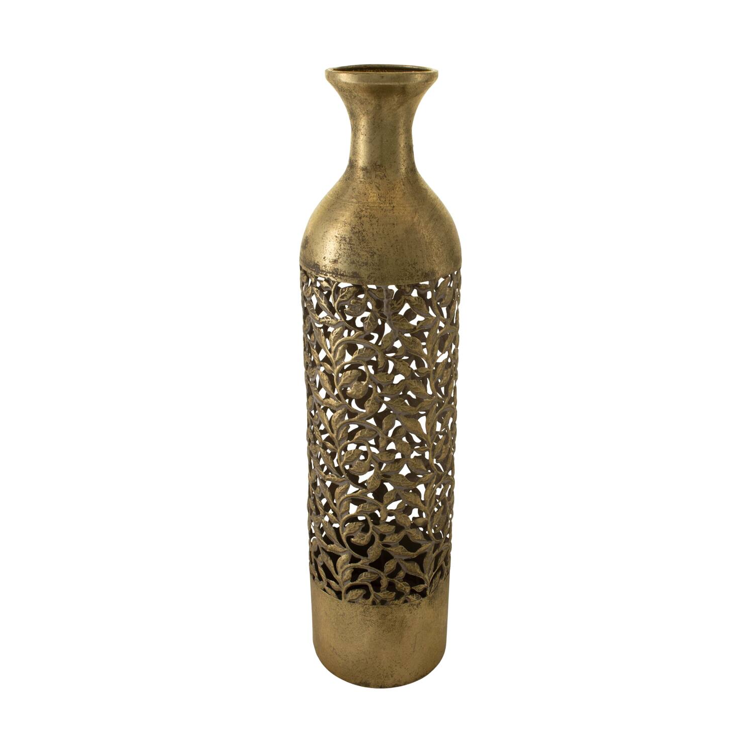 Bottle round metal 13.5x13.5x55.5cm - Gold