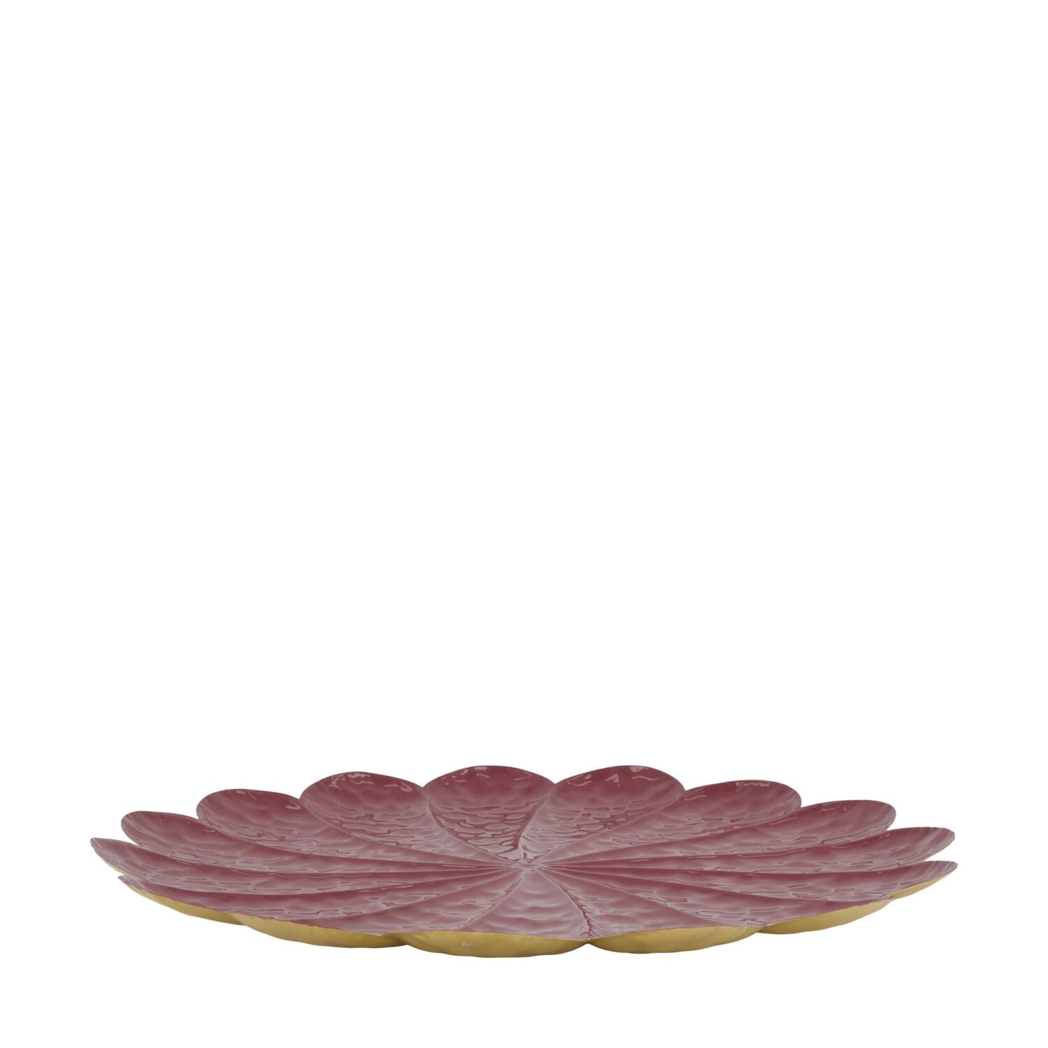 Tray round metal 38x38x2cm - Red