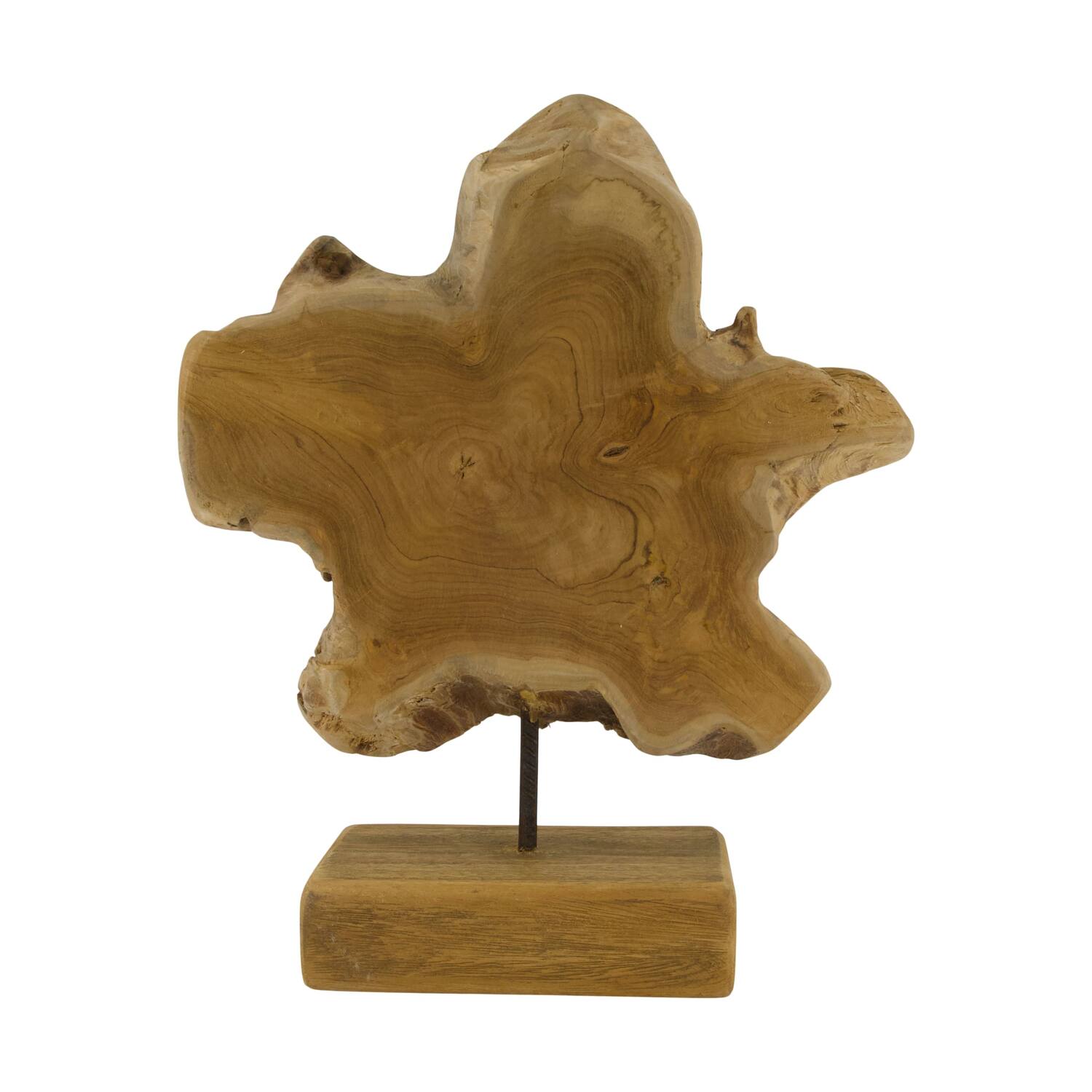 Statue organic teak wood on stand 35x15x45cm - Natural