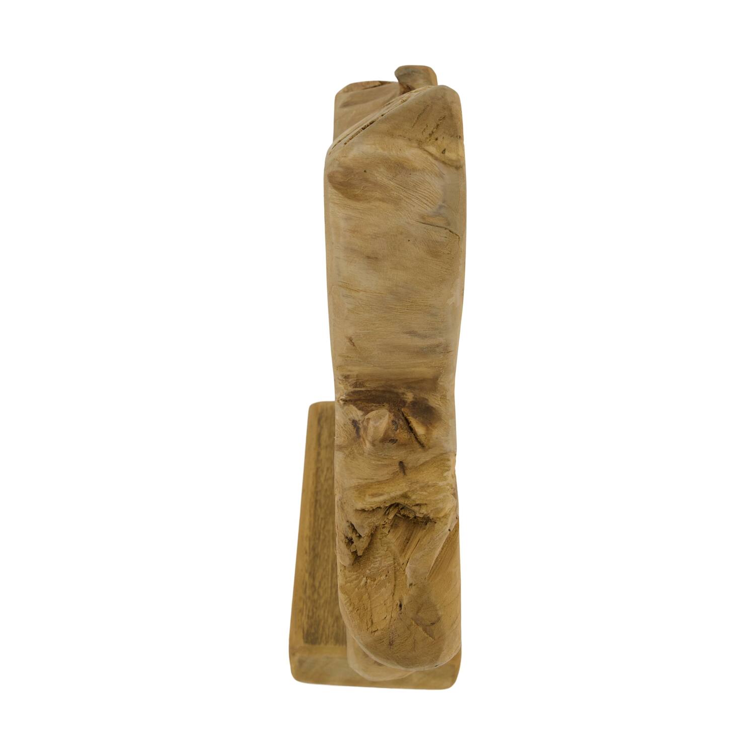 Statue organic teak wood on stand 35x15x45cm - Natural