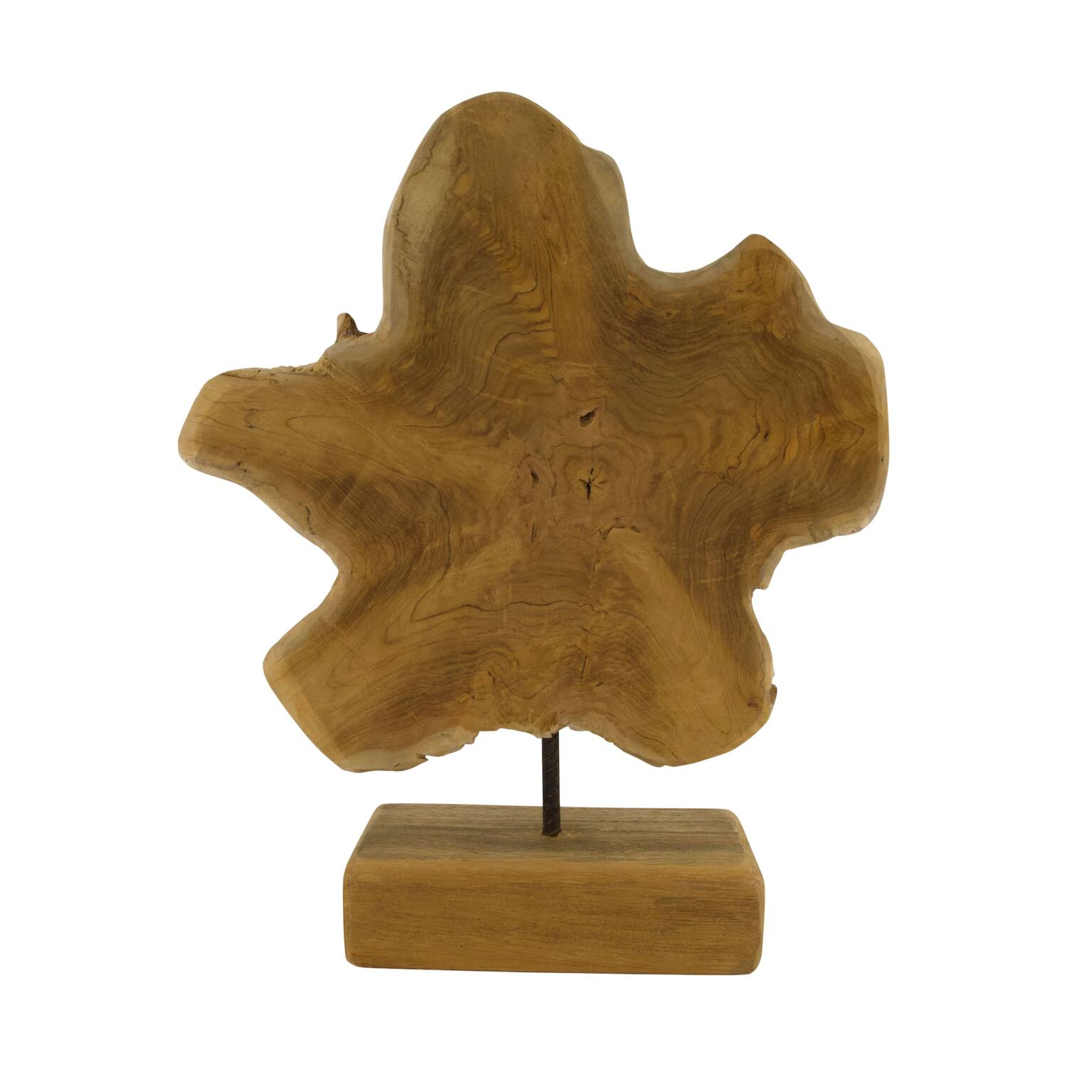 Statue organic teak wood on stand 35x15x45cm - Natural
