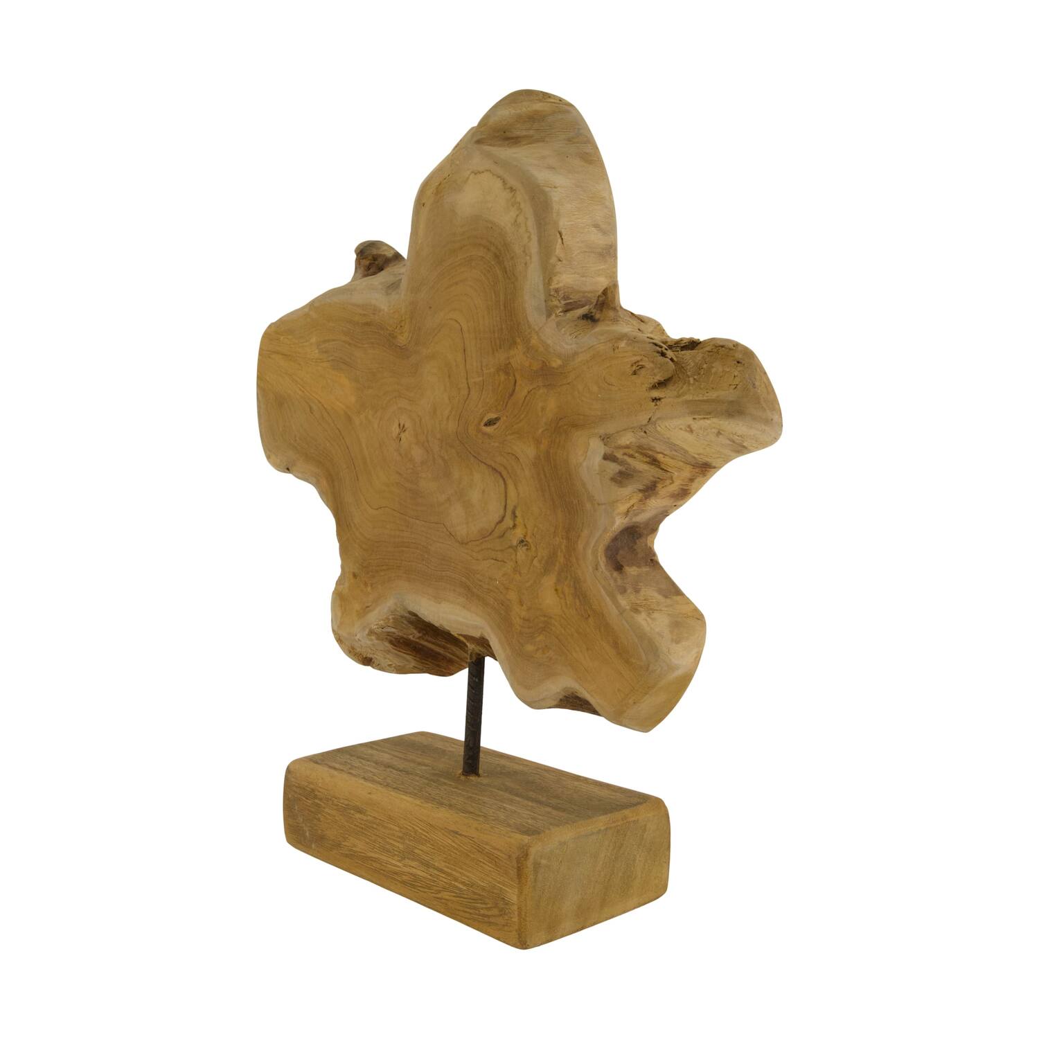 Statue organic teak wood on stand 35x15x45cm - Natural