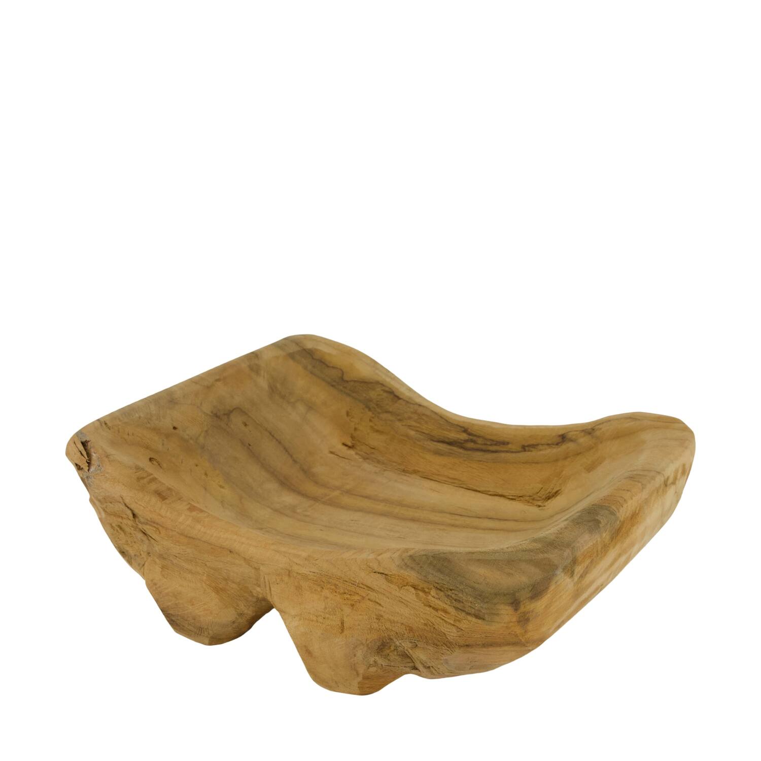 Bowl teak wood on feet 30x20x8cm