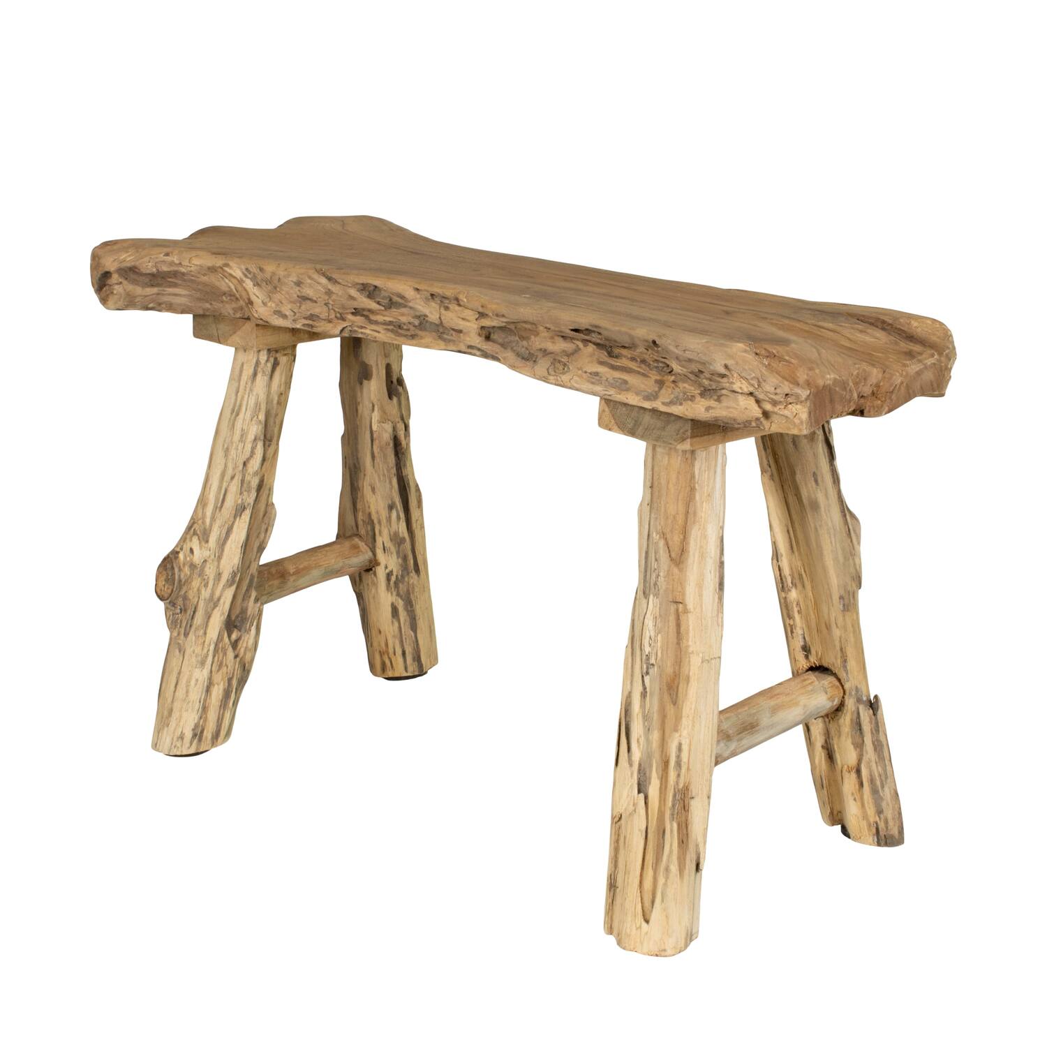 Bench teak wood 80x35x48cm KD - Natural
