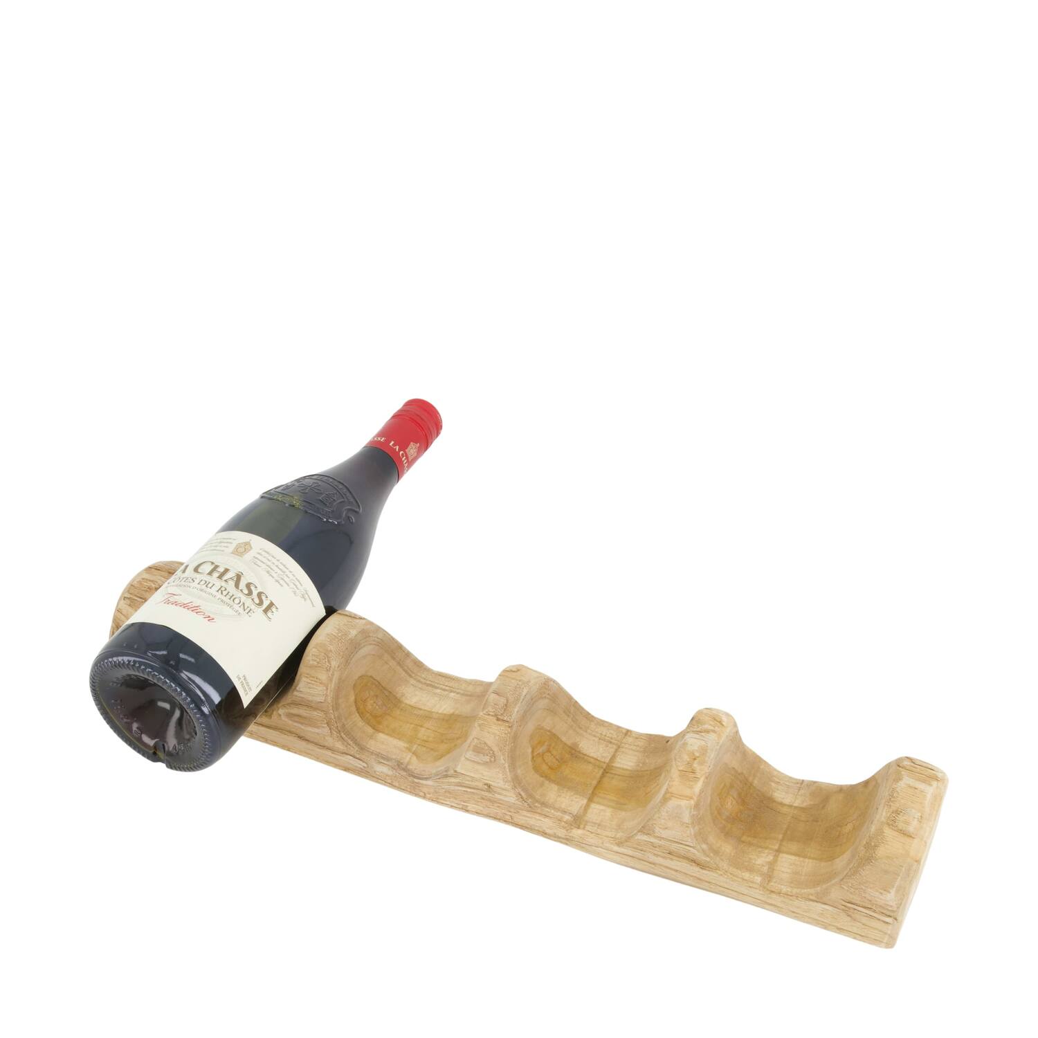 Winebottle holder teak wood 45x9x7cm - Natural