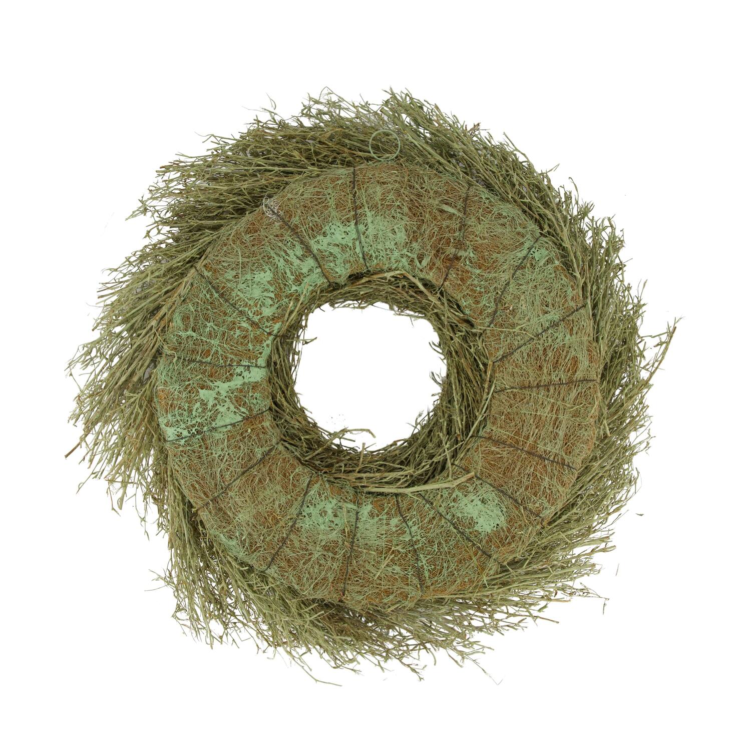 Wreath chili grass in poly wrap nature 59x59x14.5cm - Green