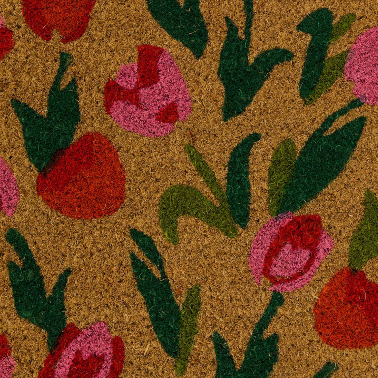 Mixed doormat coco flowers on pallet 58x38x1.5cm - Multi