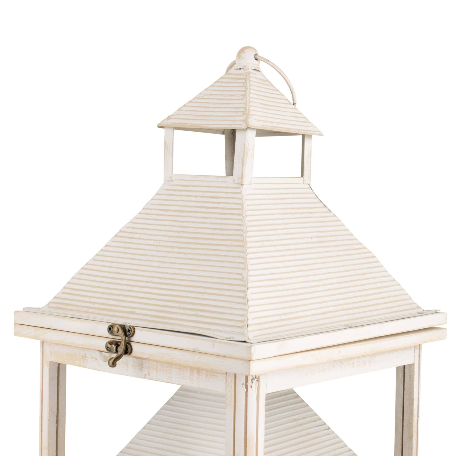 Lantern fir wood with metal with glass 25.5x25.5x67.5cm S/2