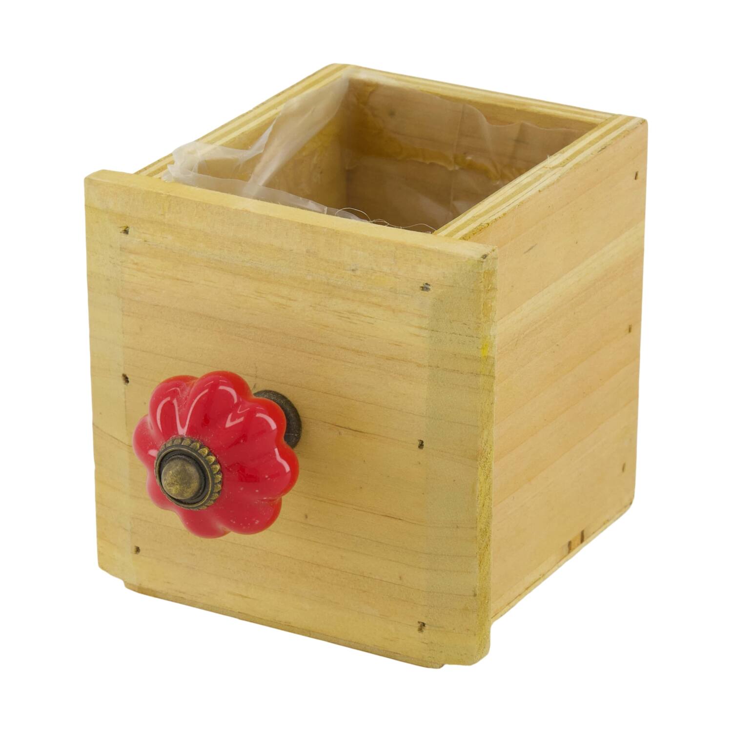 Planter plywood with plastic 9x9x9cm