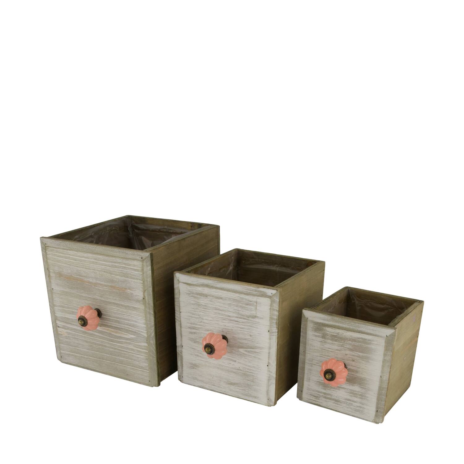 Planter plywood with plastic 18x18x18cm S/3