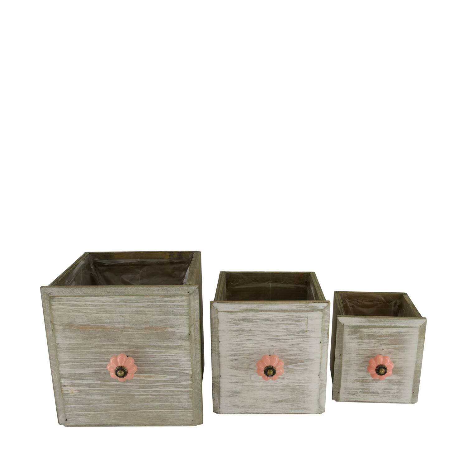 Planter plywood with plastic 18x18x18cm S/3