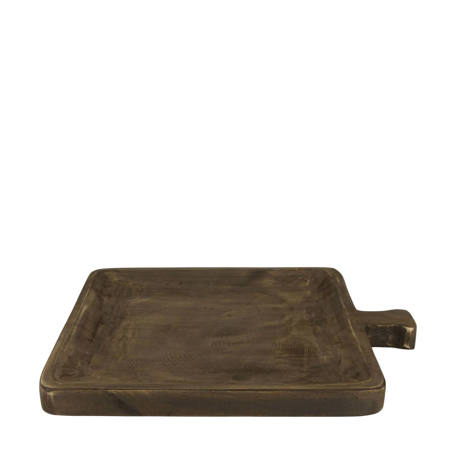Tray square paulownia wood with handle 38x32x3cm - Black