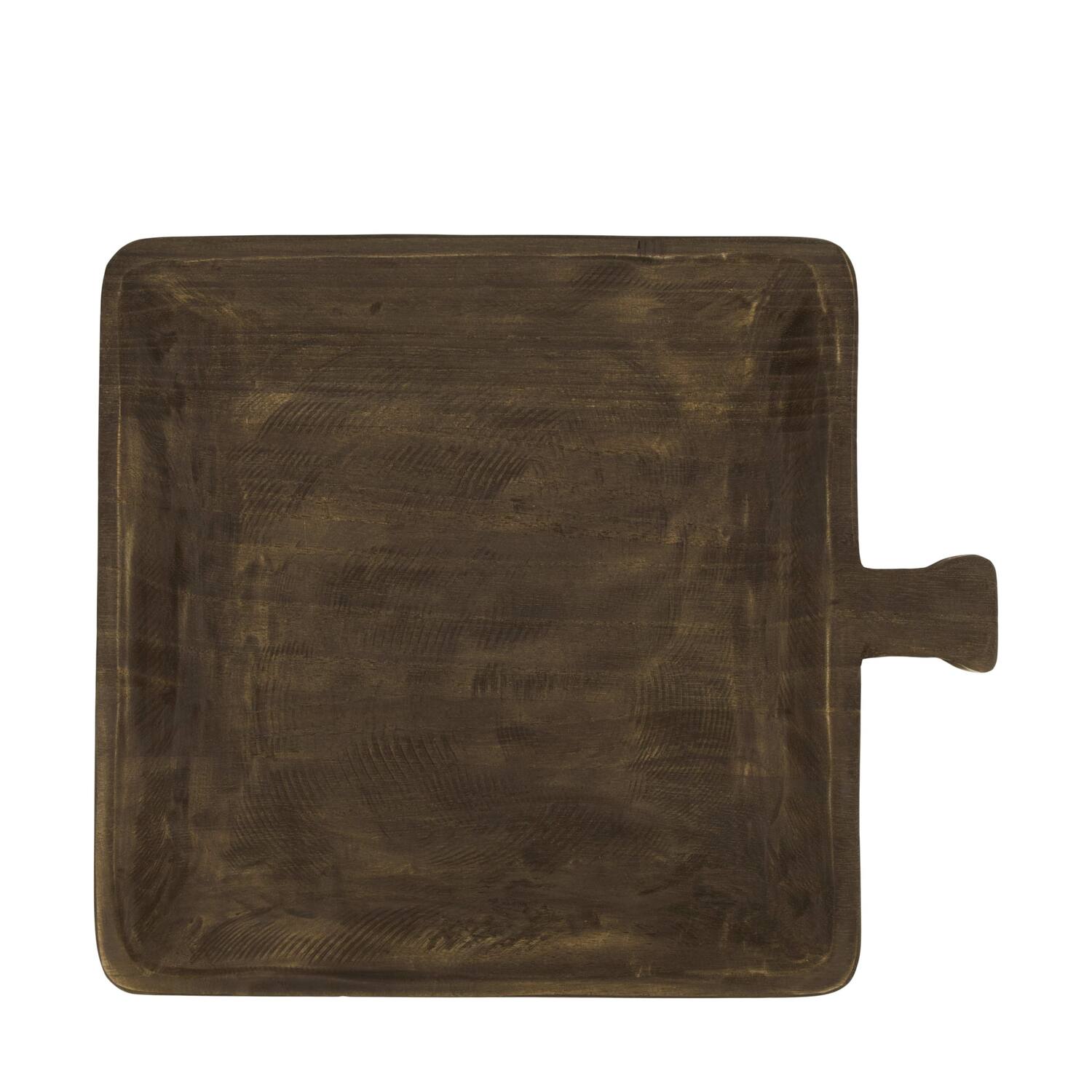 Tray square paulownia wood with handle 38x32x3cm - Black