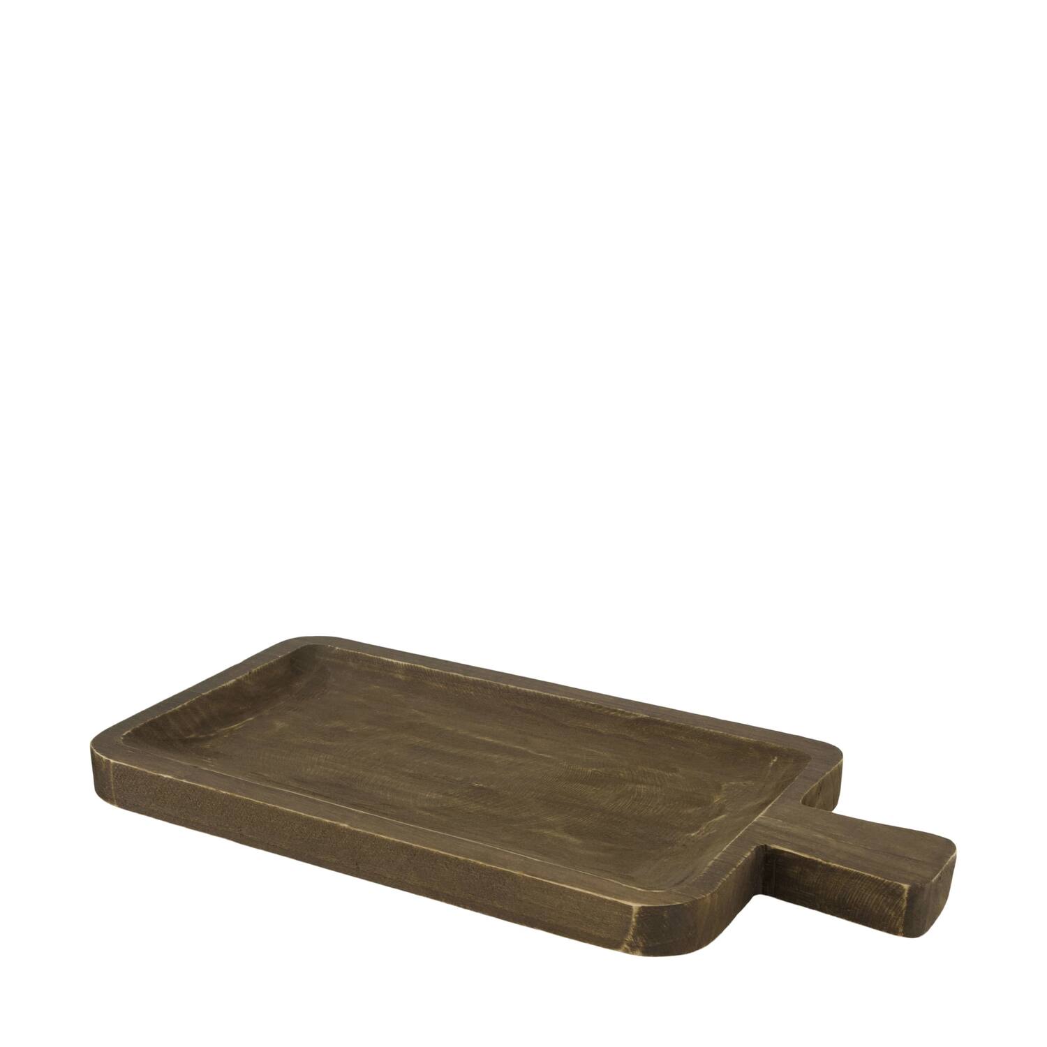 Tray rectangular paulownia wood with handle 38x18x2.5cm - Black