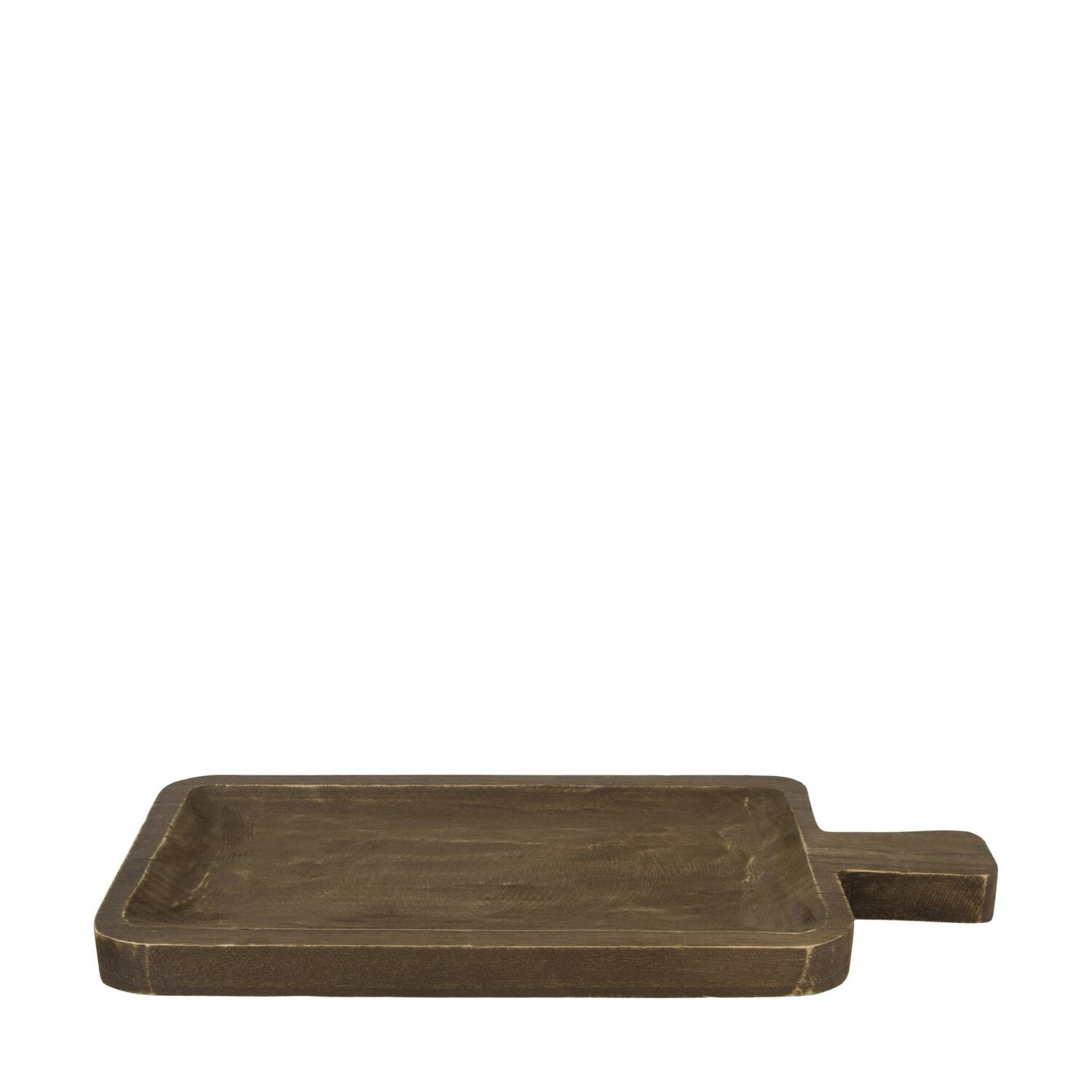 Tray rectangular paulownia wood with handle 38x18x2.5cm - Black