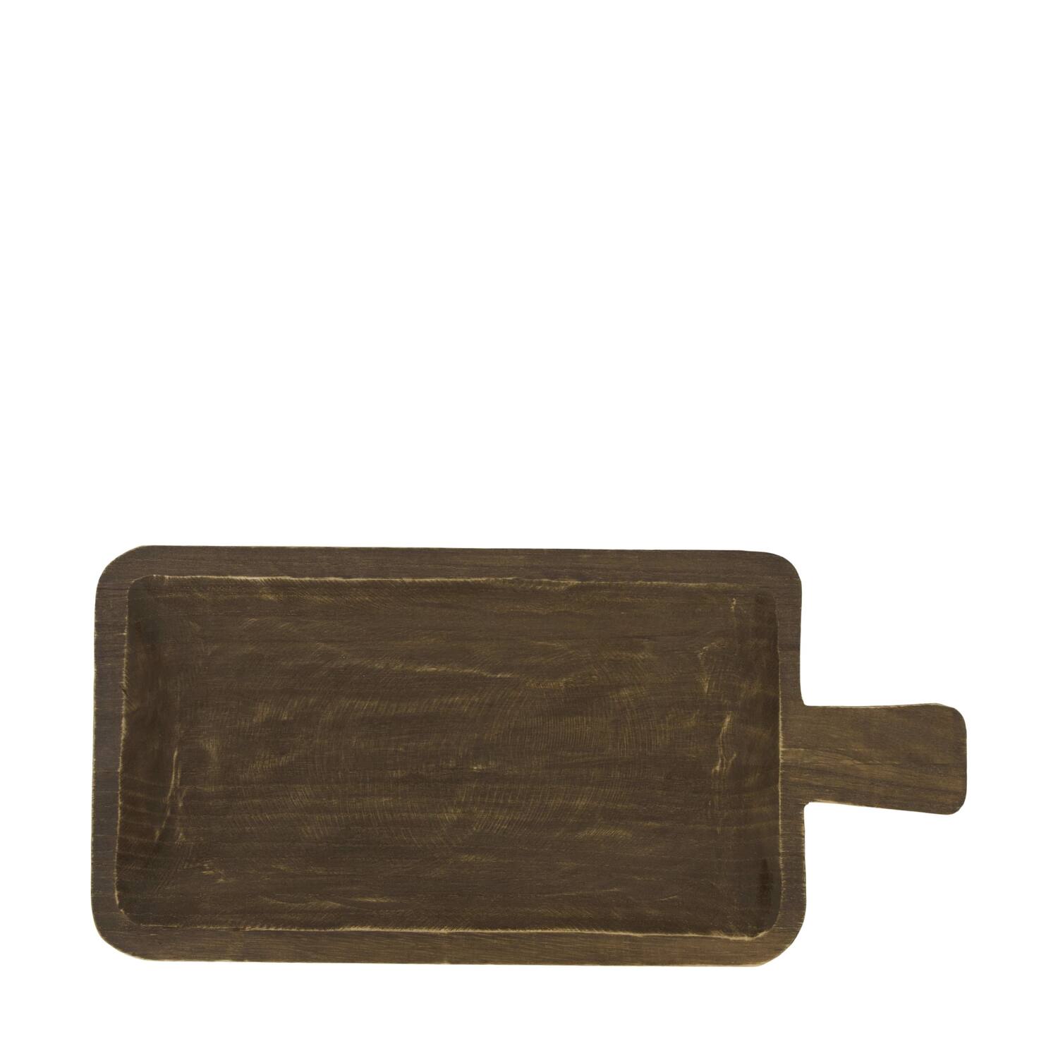Tray rectangular paulownia wood with handle 38x18x2.5cm - Black