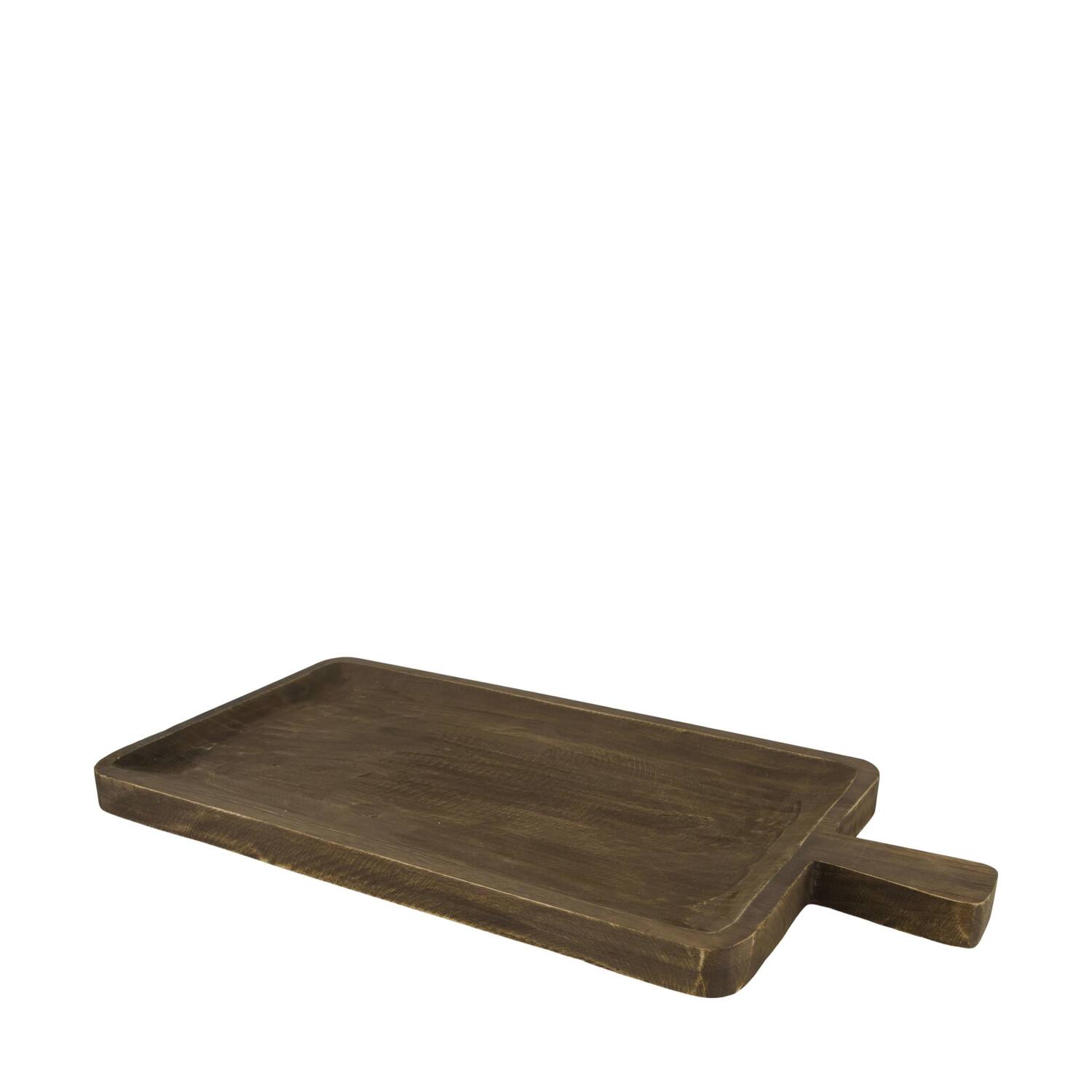 Tray rectangular paulownia wood with handle 58x28.5x3.5cm - Black