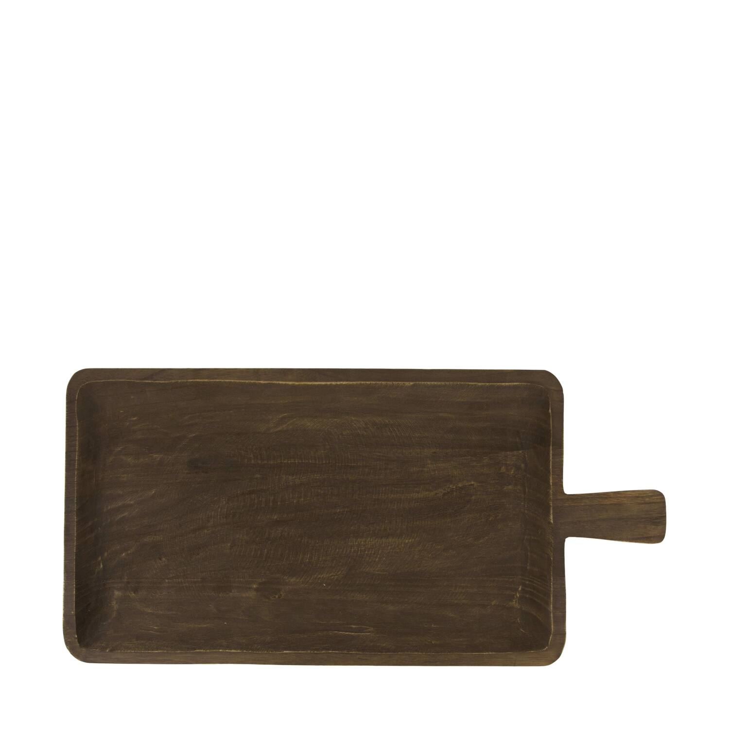 Tray rectangular paulownia wood with handle 58x28.5x3.5cm - Black