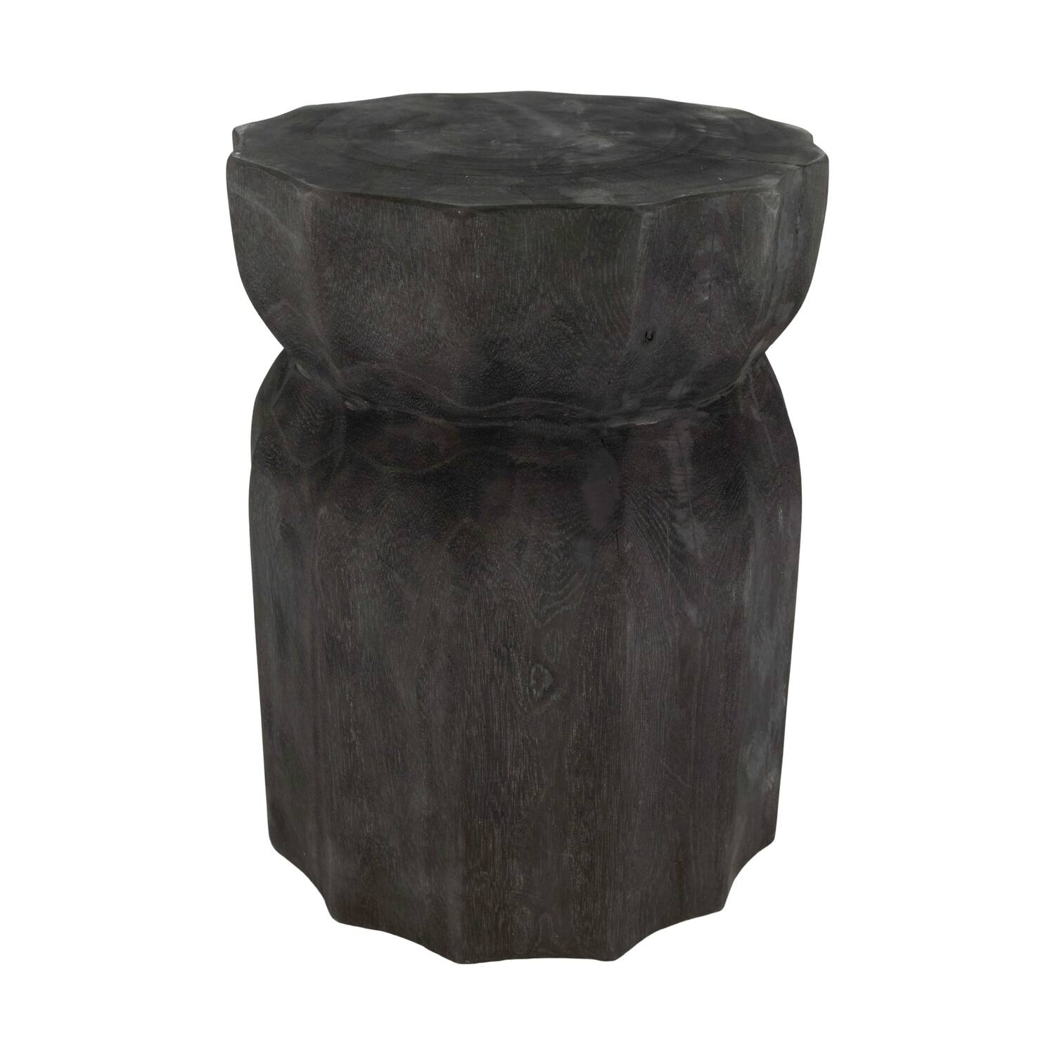 Side table round paulownia wood 28x28x38cm - Black