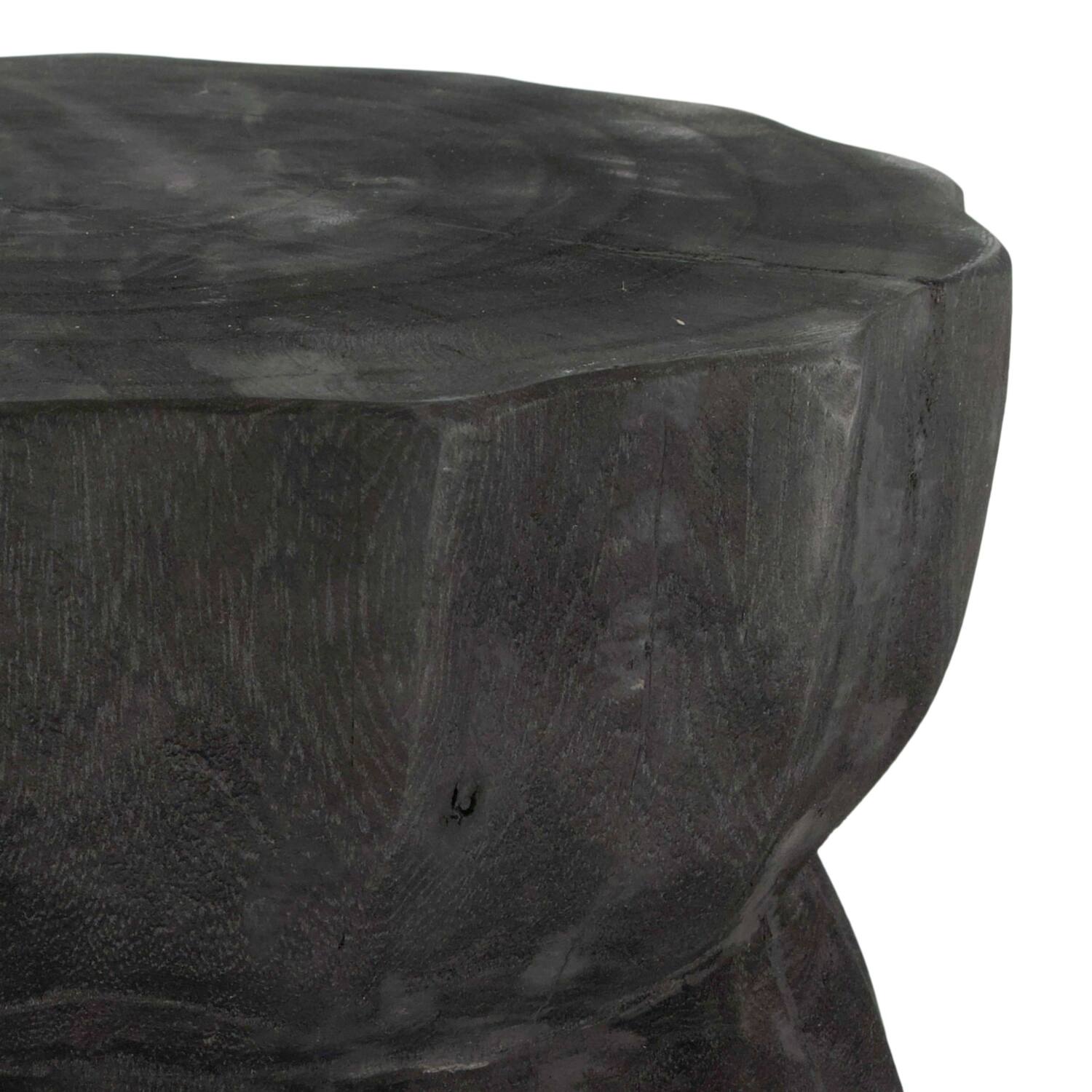 Side table round paulownia wood 28x28x38cm - Black