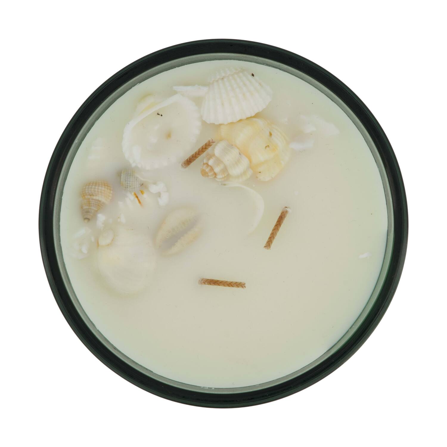 Candle ocean  sea breeze scent wax with glass 11.5x11.5x6cm - Green