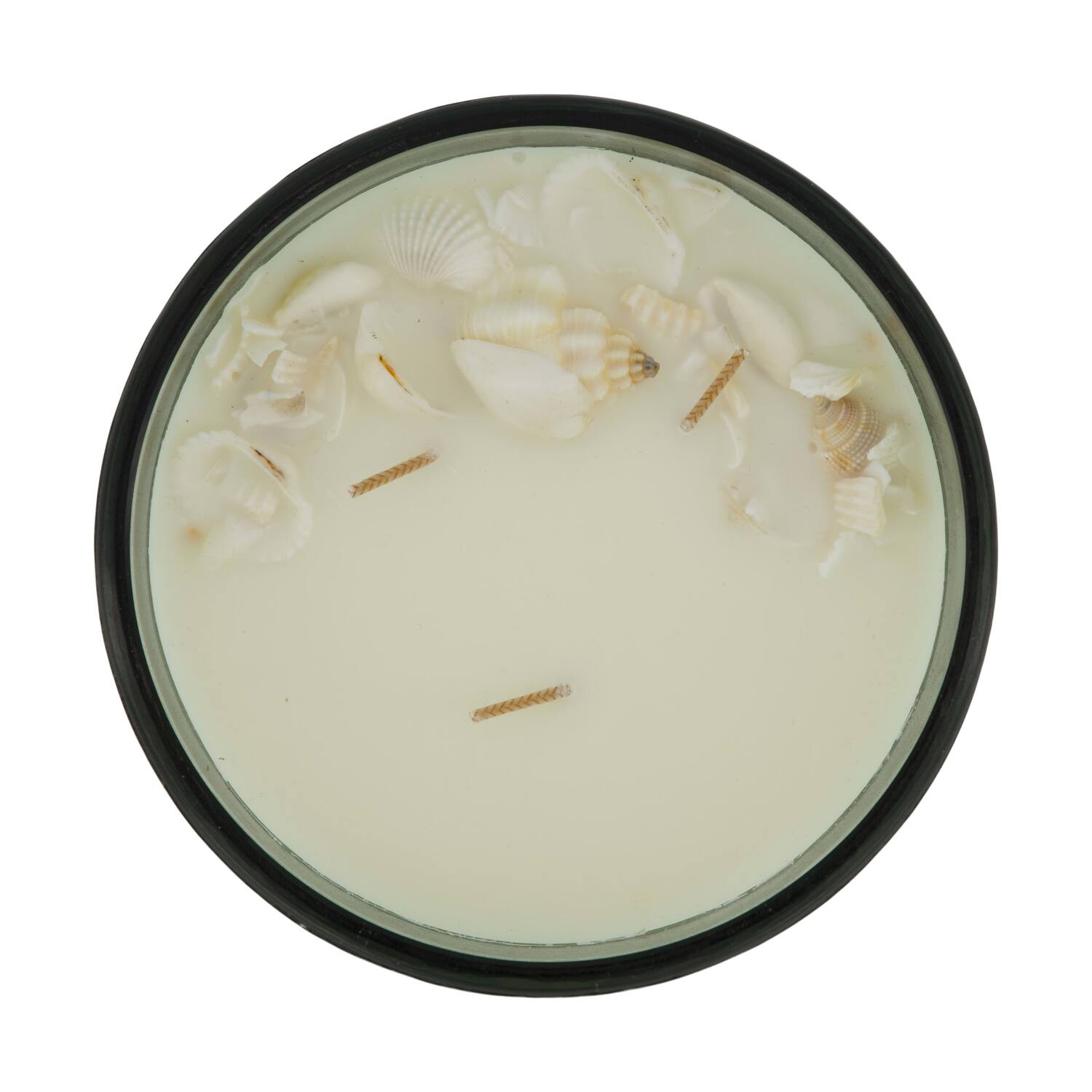 Candle ocean  sea breeze scent wax with glass 13x13x7.5cm - Green