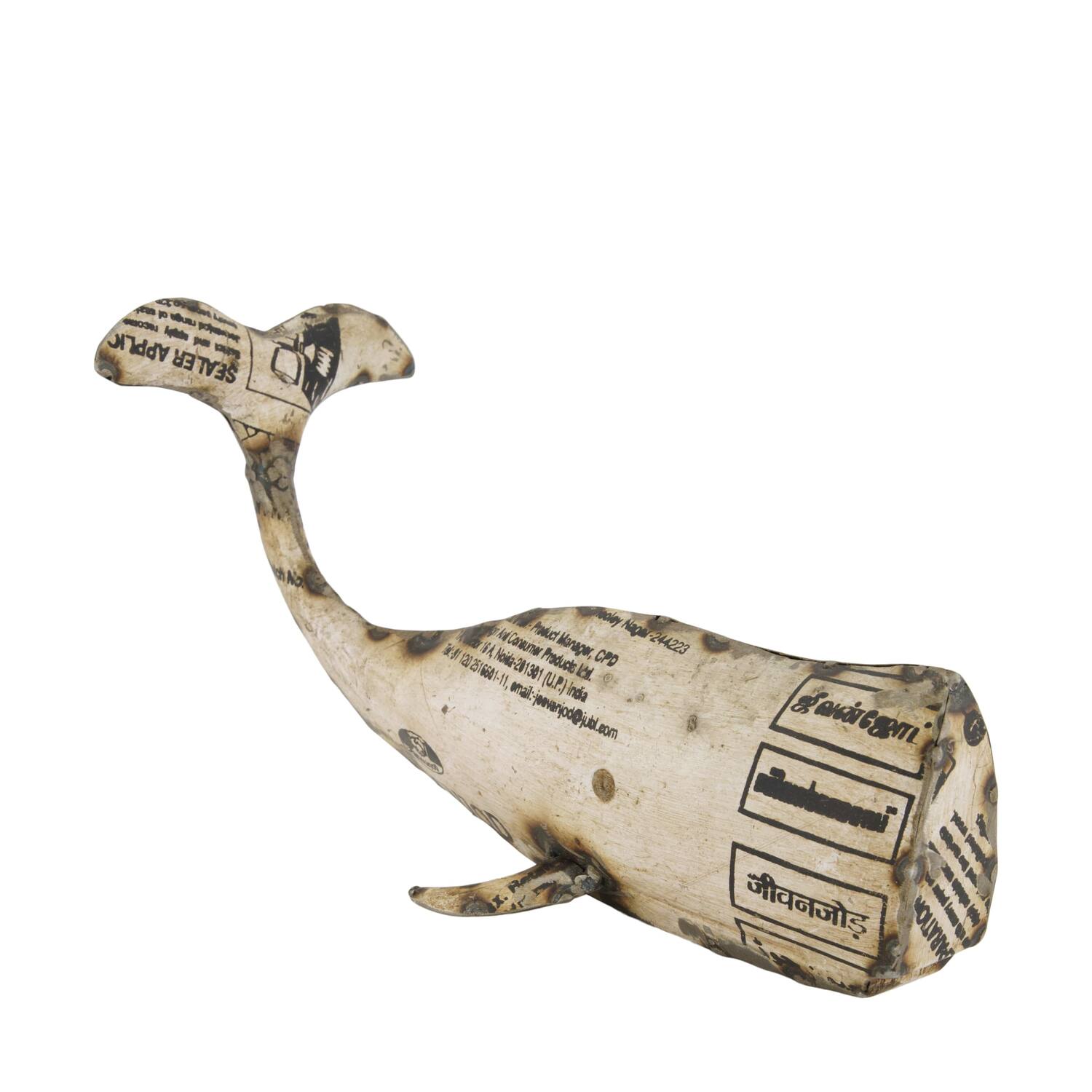 Statue whale metal 28x11x15cm - White