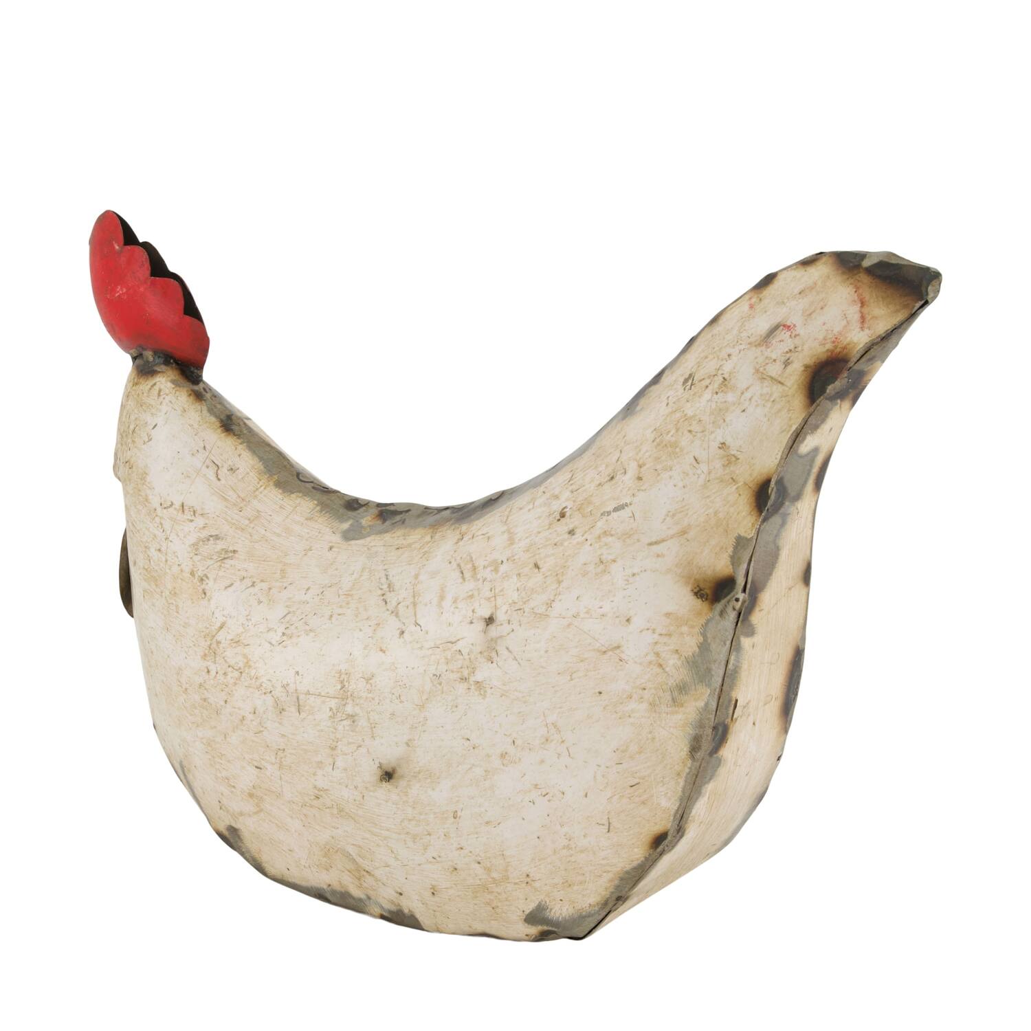 Statue chicken metal 37x13x25cm - White
