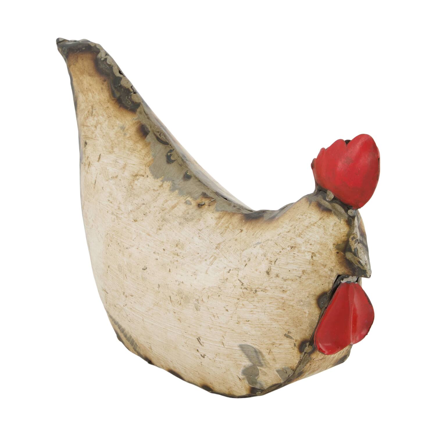 Statue chicken metal 26x8x17cm - White
