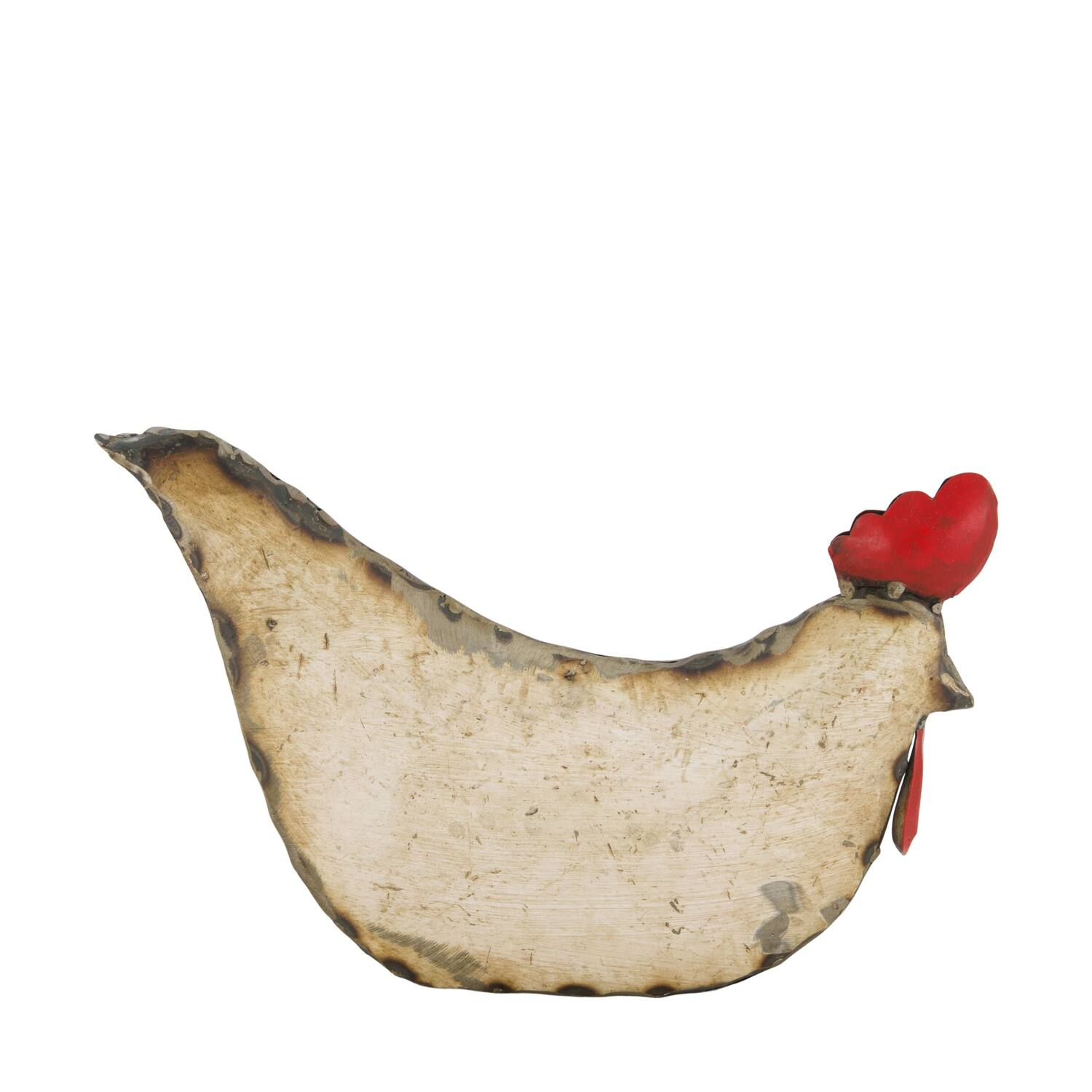 Statue chicken metal 26x8x17cm - White