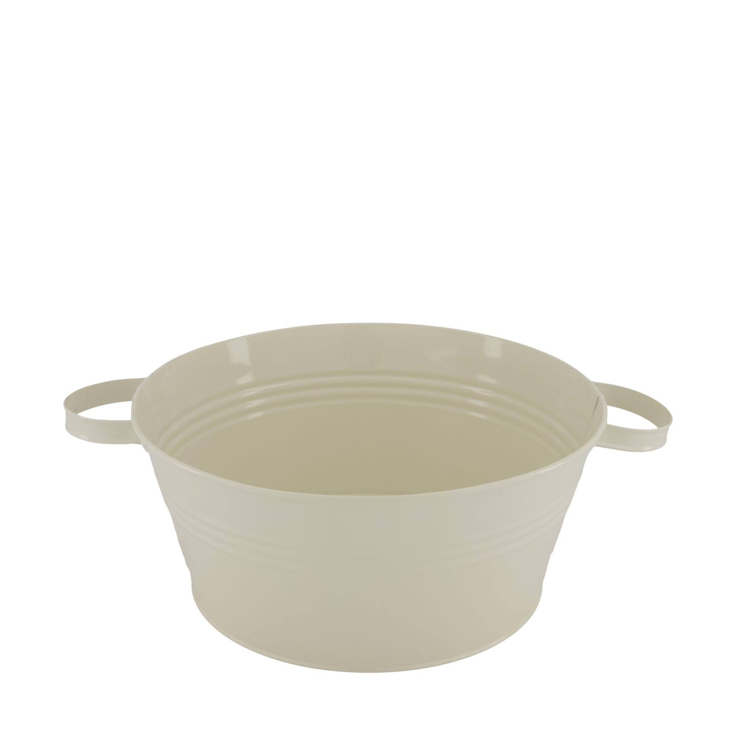 Bowl round metal with handle 37x28x12.5cm - Cream