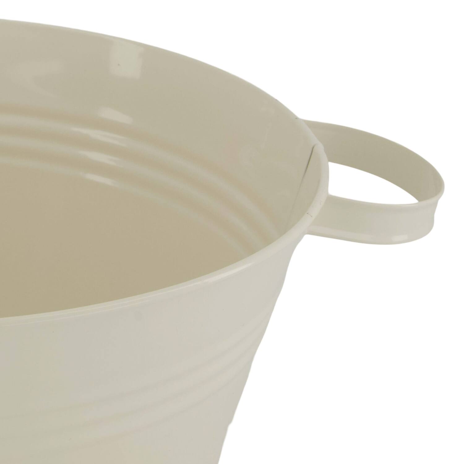 Bowl round metal with handle 37x28x12.5cm - Cream