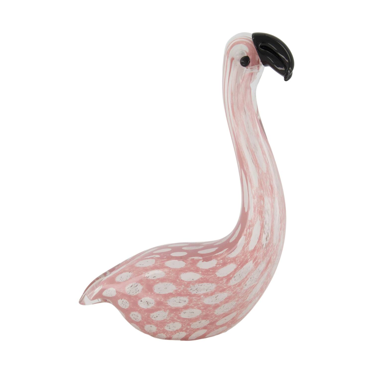 Statue flamingo glass 14x7x20cm - Pink