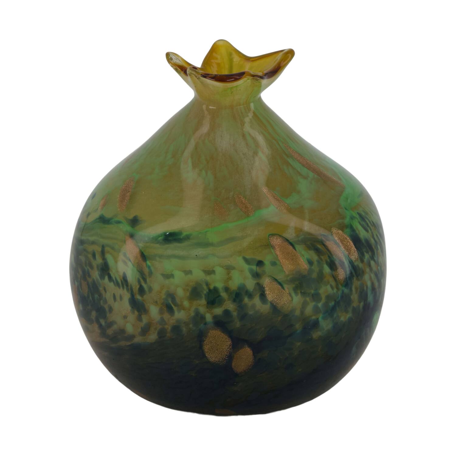 Statue pomegranate glass 12x12x13cm - Green