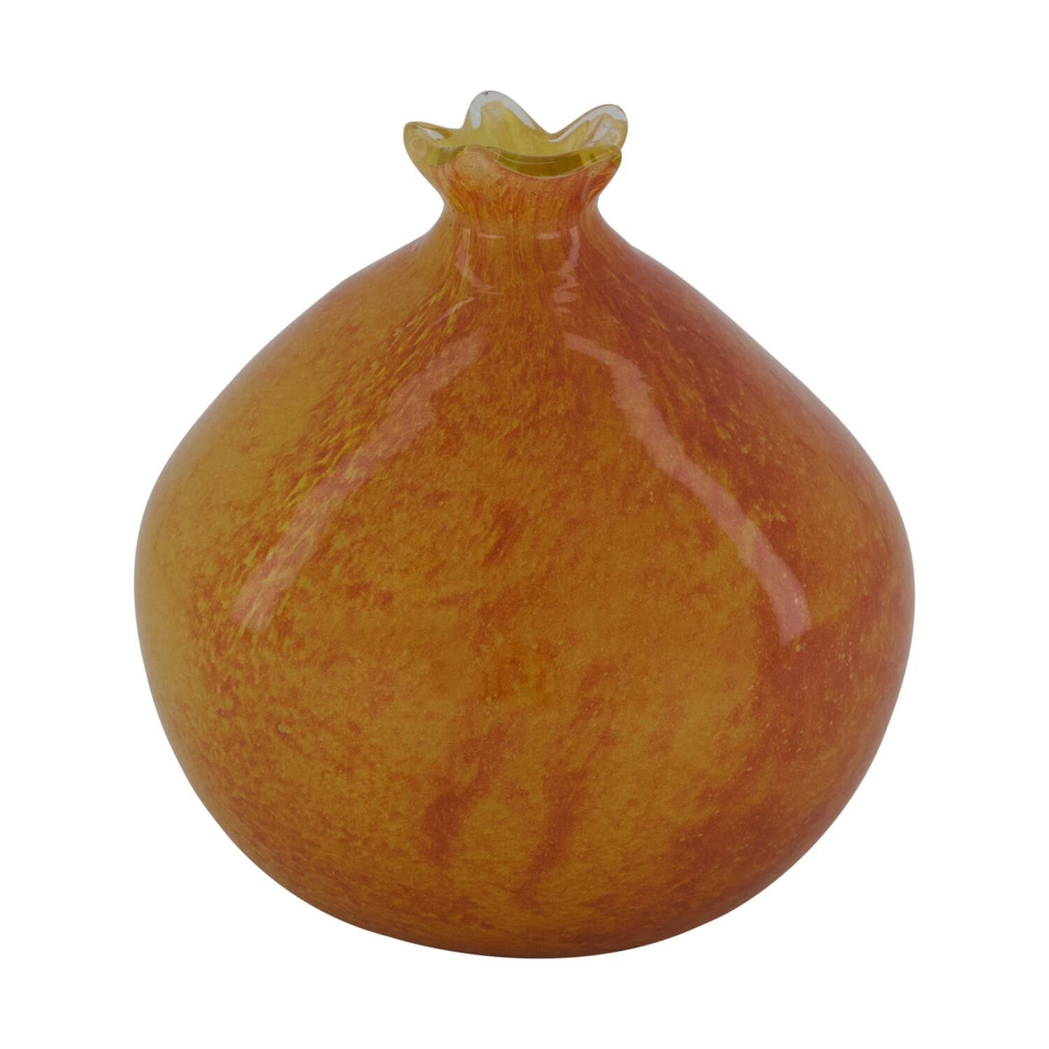 Statue pomegranate glass 12x12x13cm - Orange