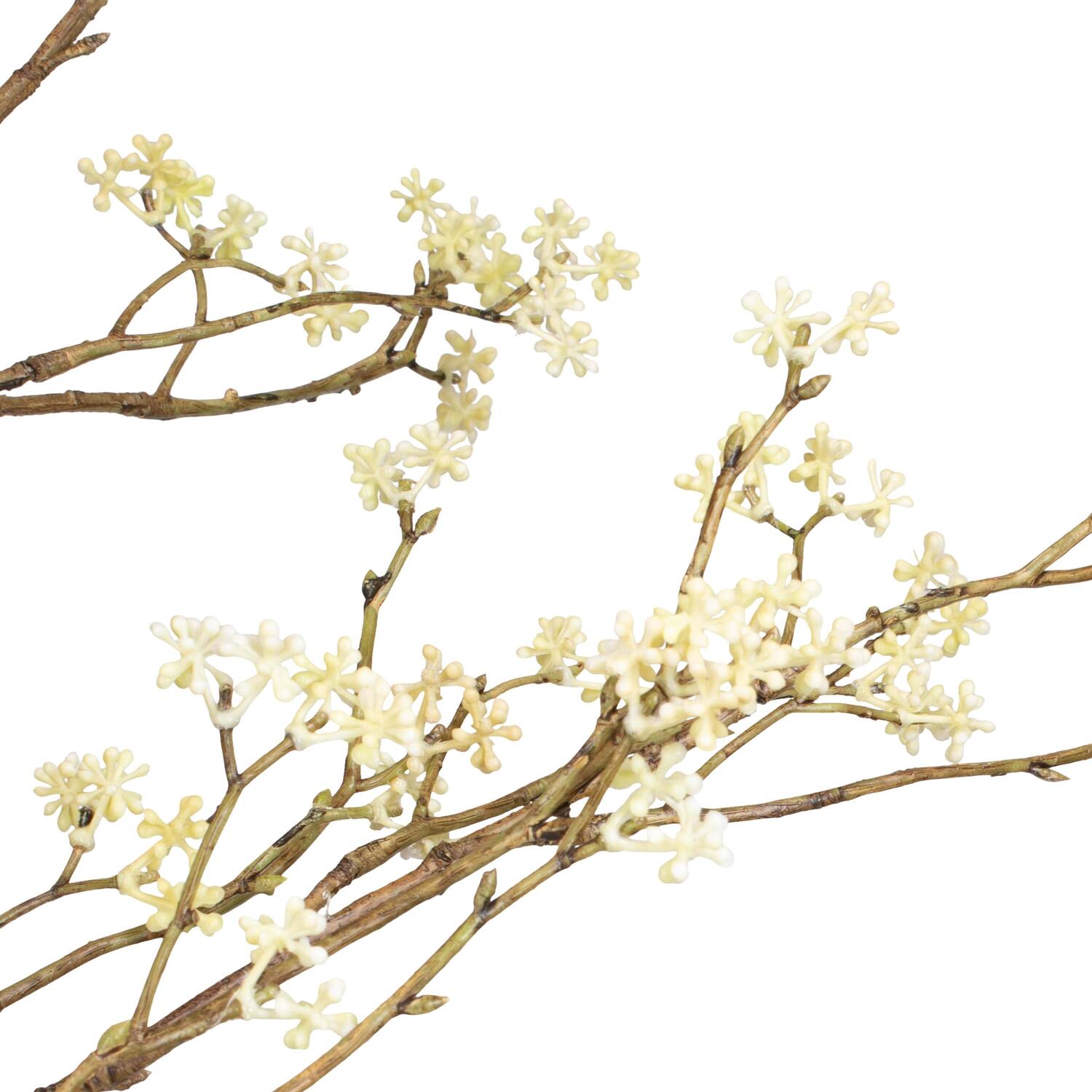 Branch flower spray artificial 118x30x6cm - White